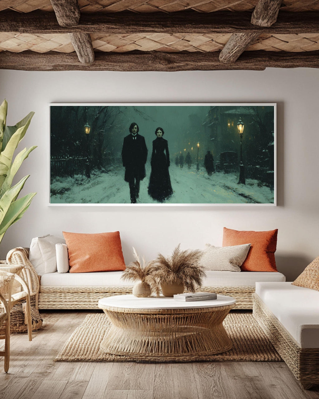 Victorian Couple in Snow Canvas Art | Dark Gothic Home Decor