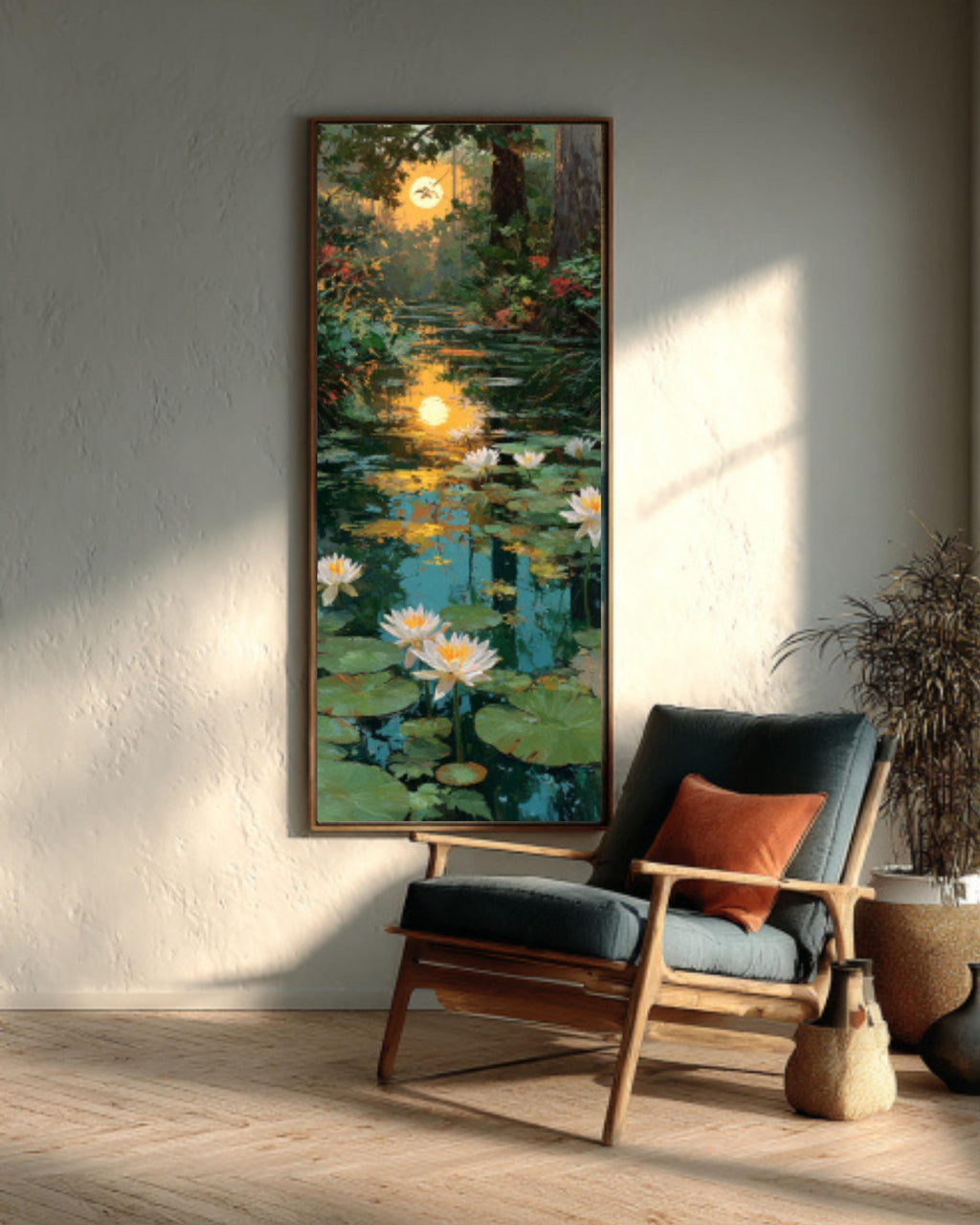 Lily Lake Sunset Wall Art – Golden Sun Landscape Canvas Print (Paul Kenton Style)