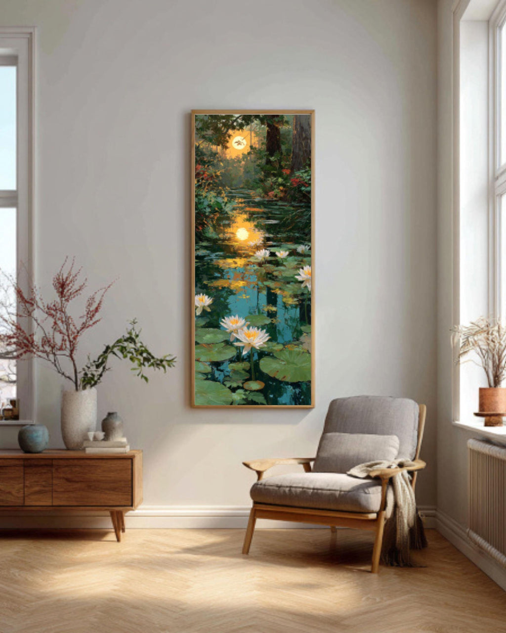 Lily Lake Sunset Wall Art – Golden Sun Landscape Canvas Print (Paul Kenton Style)