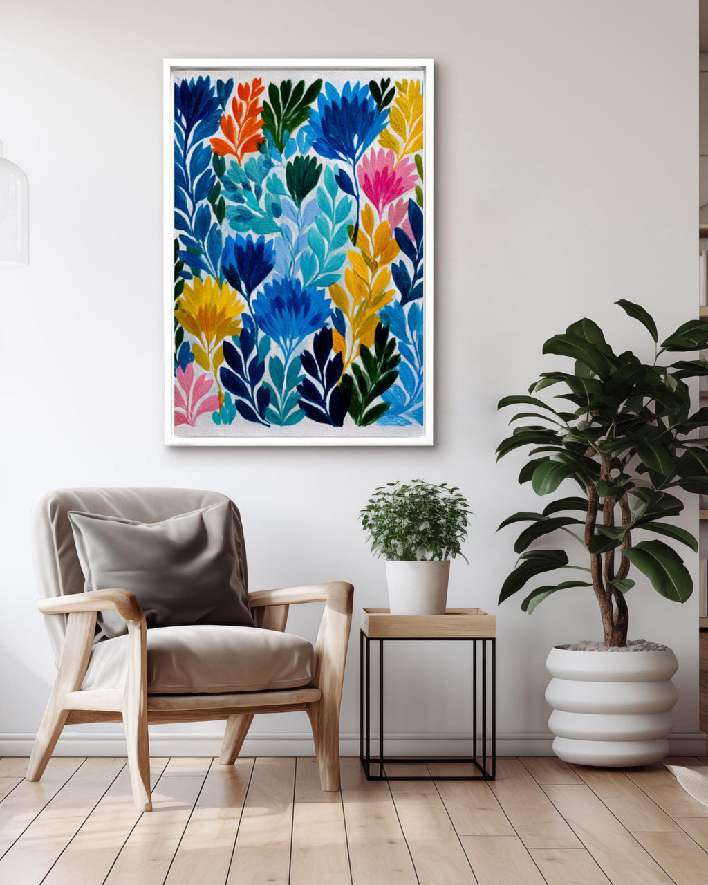 Matisse Inspired Garden Wall Art – Colorful Abstract Foliage Canvas Print