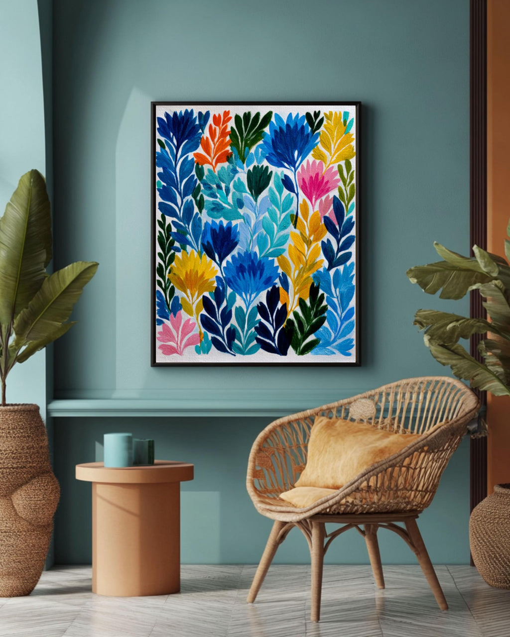 Matisse Inspired Garden Wall Art – Colorful Abstract Foliage Canvas Print