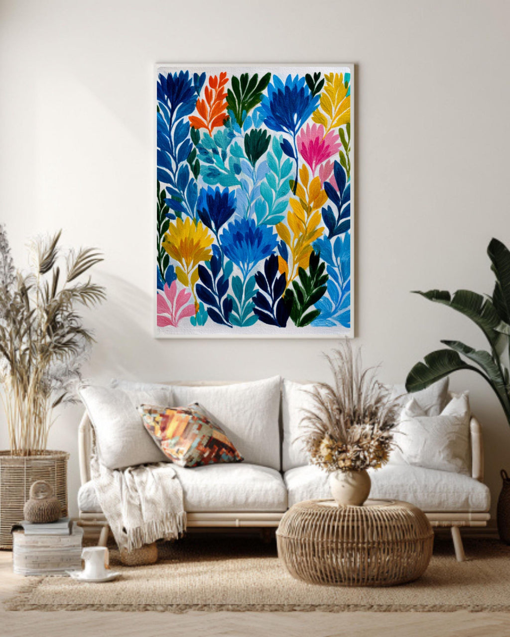 Matisse Inspired Garden Wall Art – Colorful Abstract Foliage Canvas Print