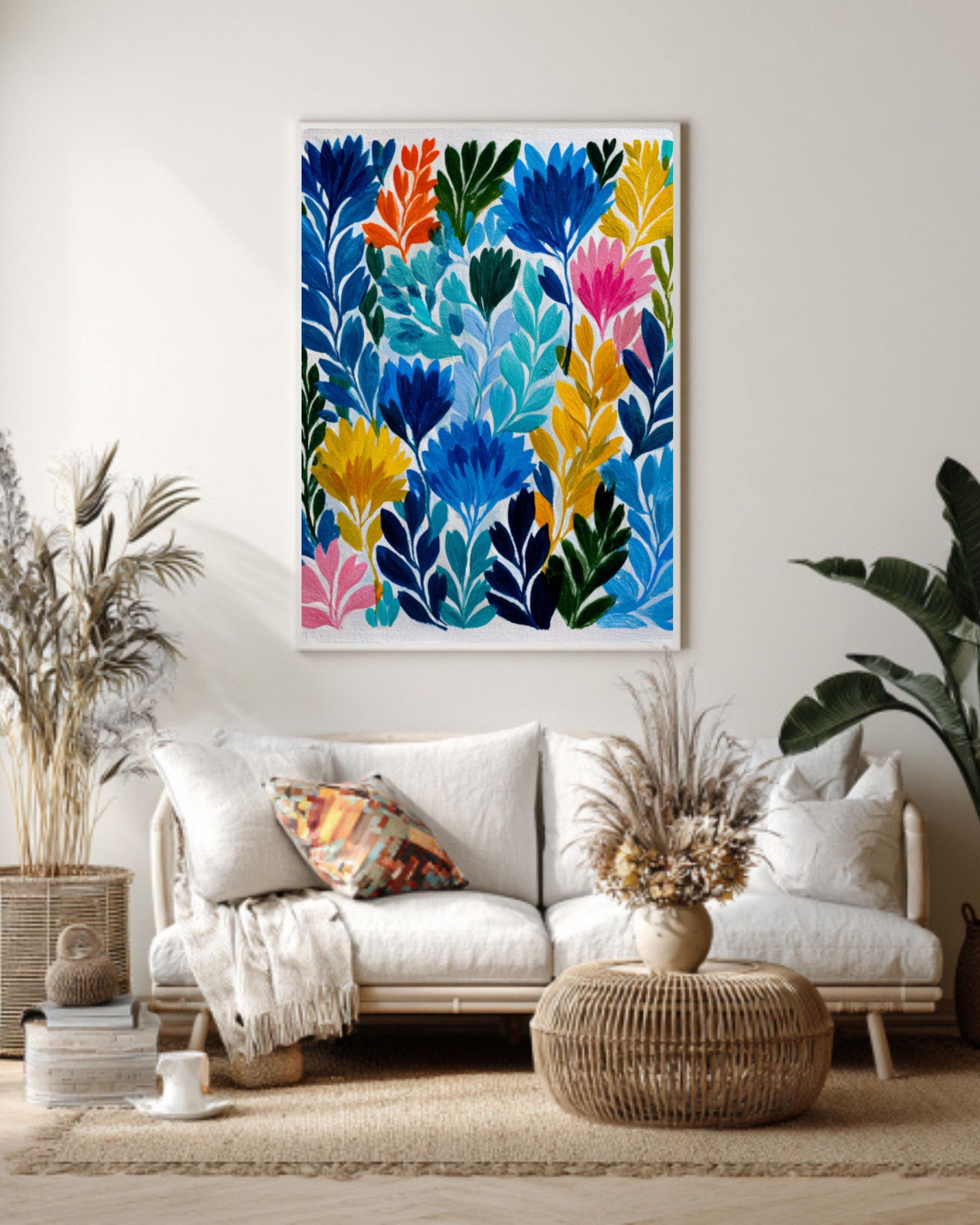 Matisse Inspired Garden Wall Art – Colorful Abstract Foliage Canvas Print