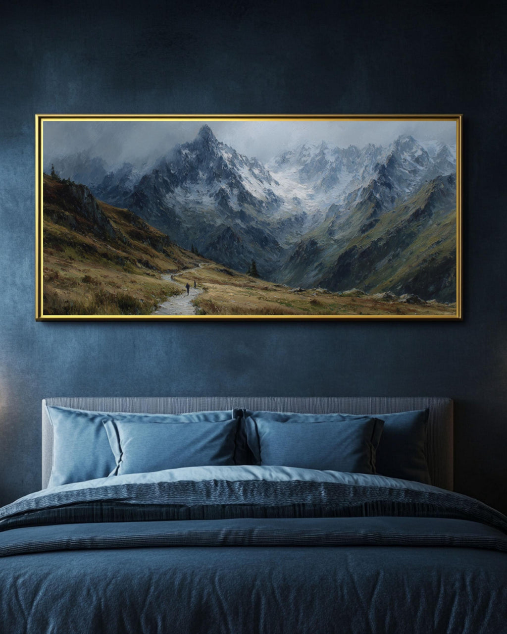 Snowy Mountain Trail Canvas Wall Art – Winter Landscape