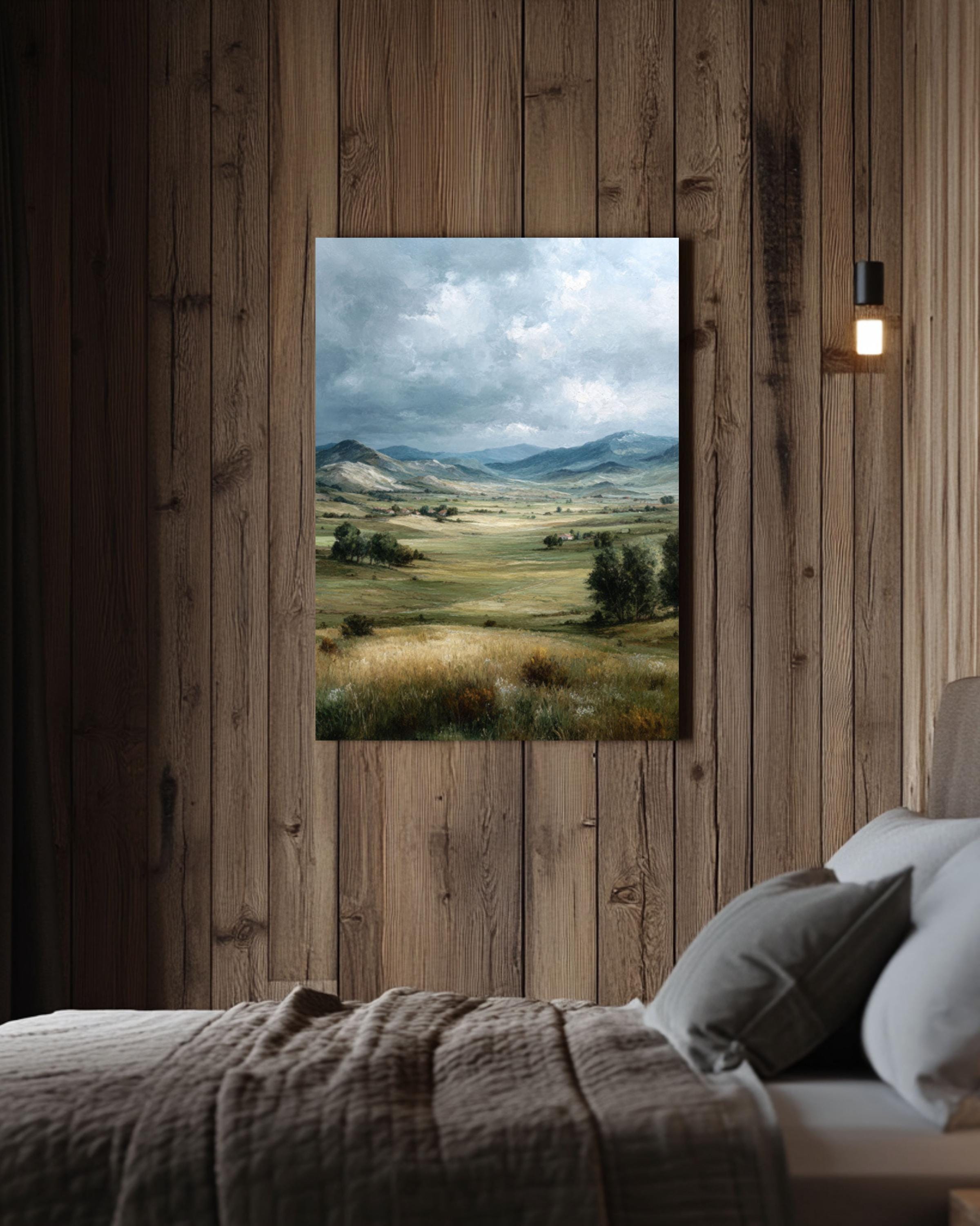Vintage English Countryside Canvas – Rolling Hills Art