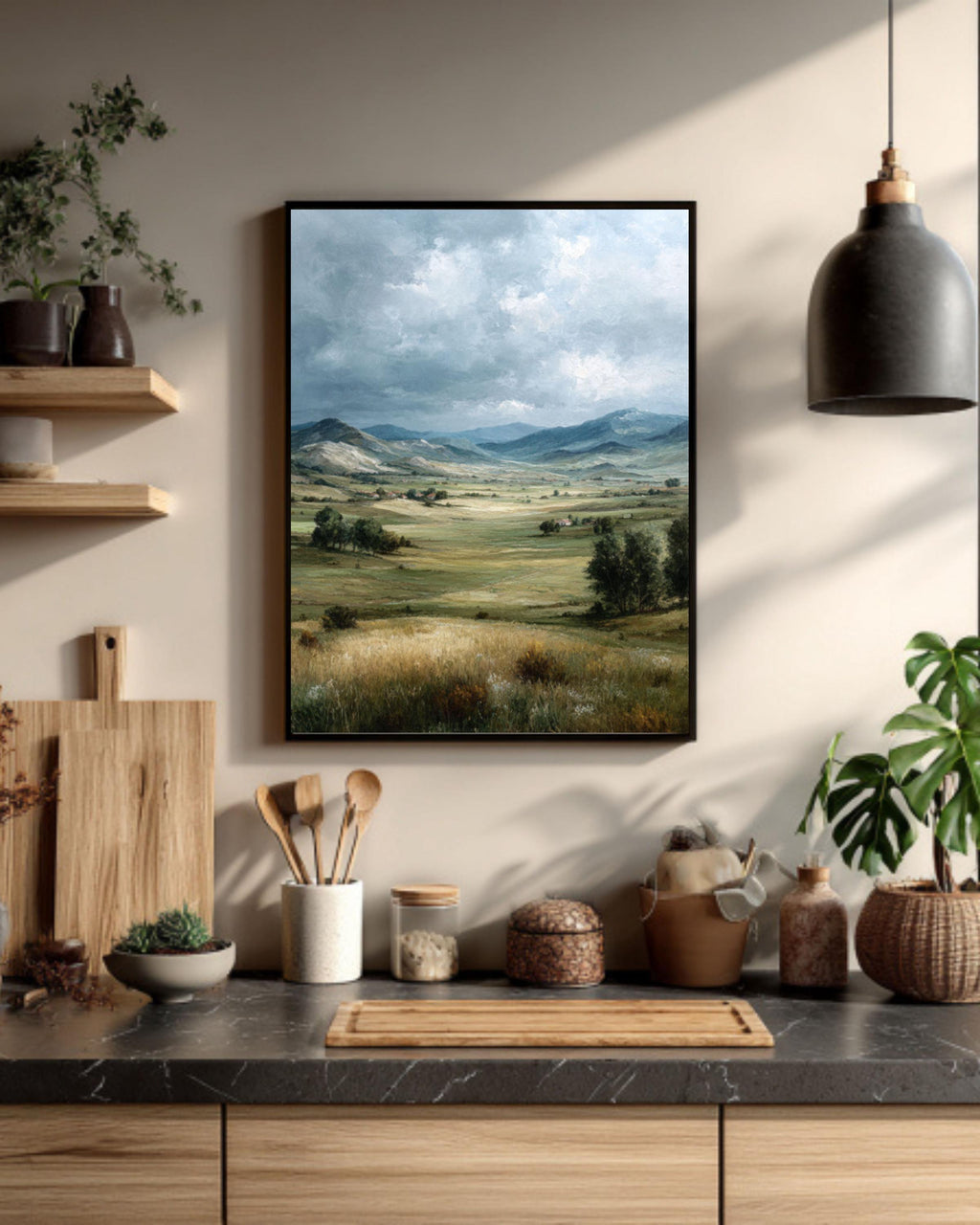 Vintage English Countryside Canvas – Rolling Hills Art