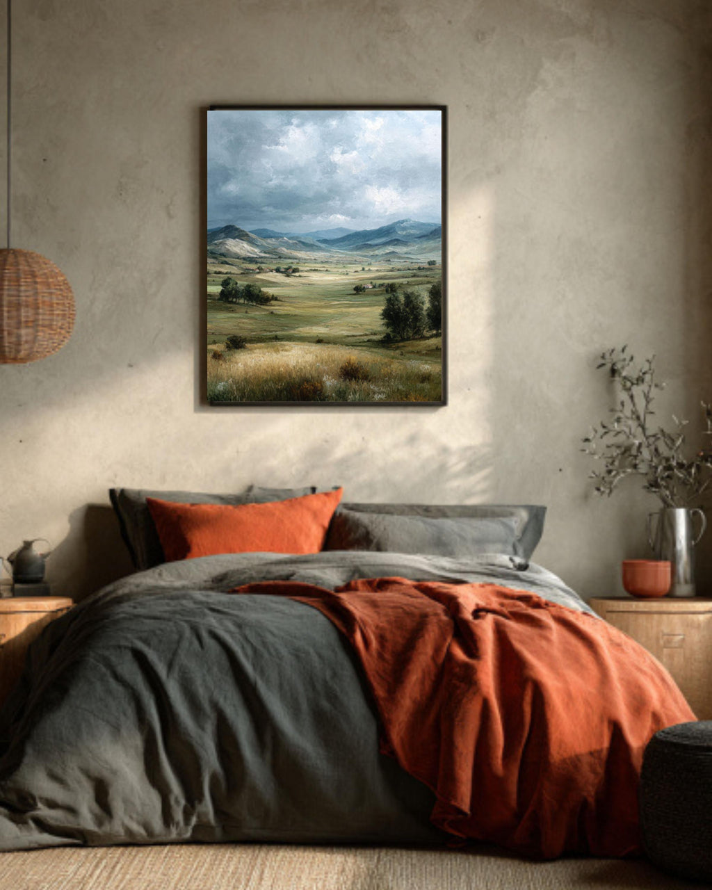 Vintage English Countryside Canvas – Rolling Hills Art