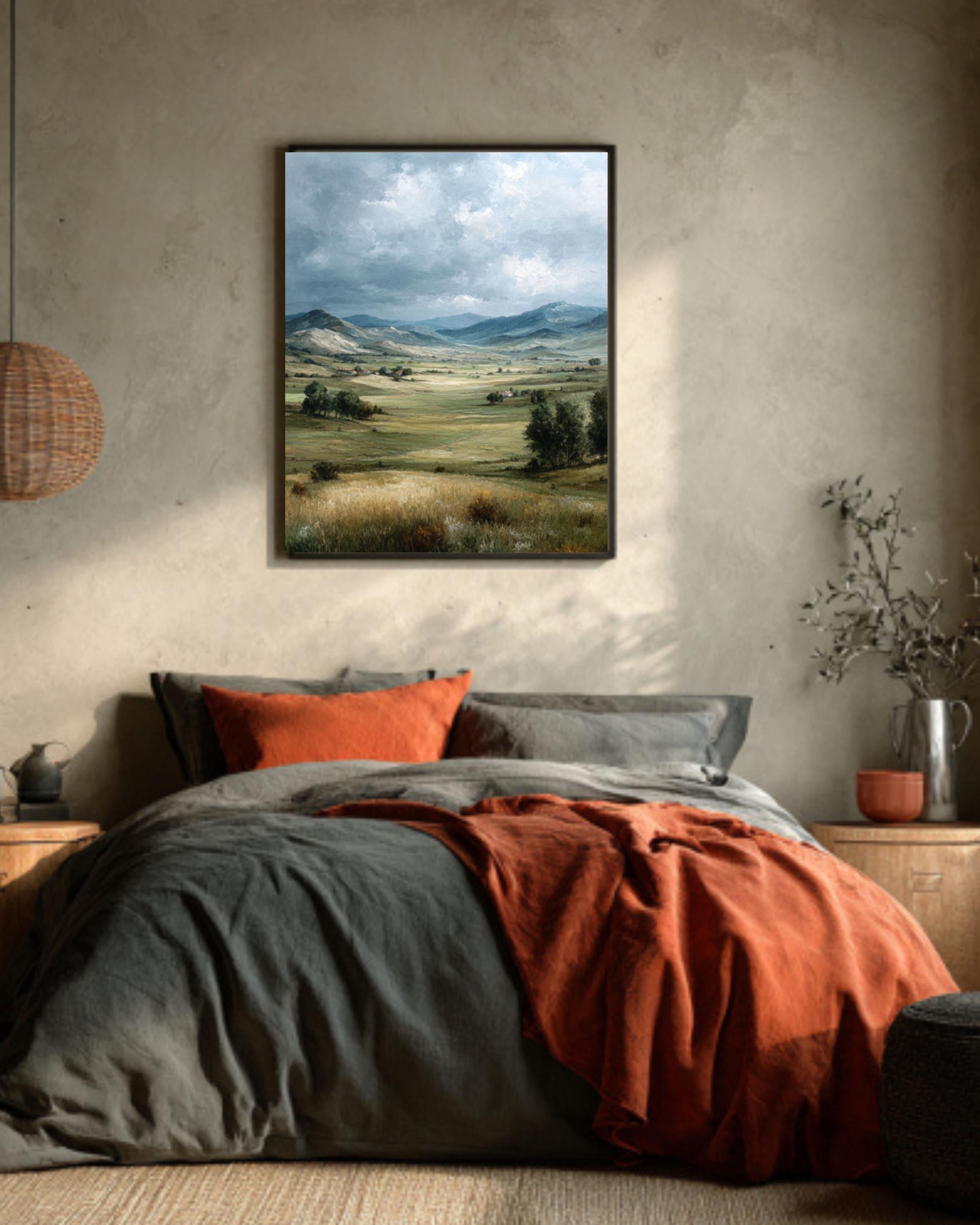 Vintage English Countryside Canvas – Rolling Hills Art
