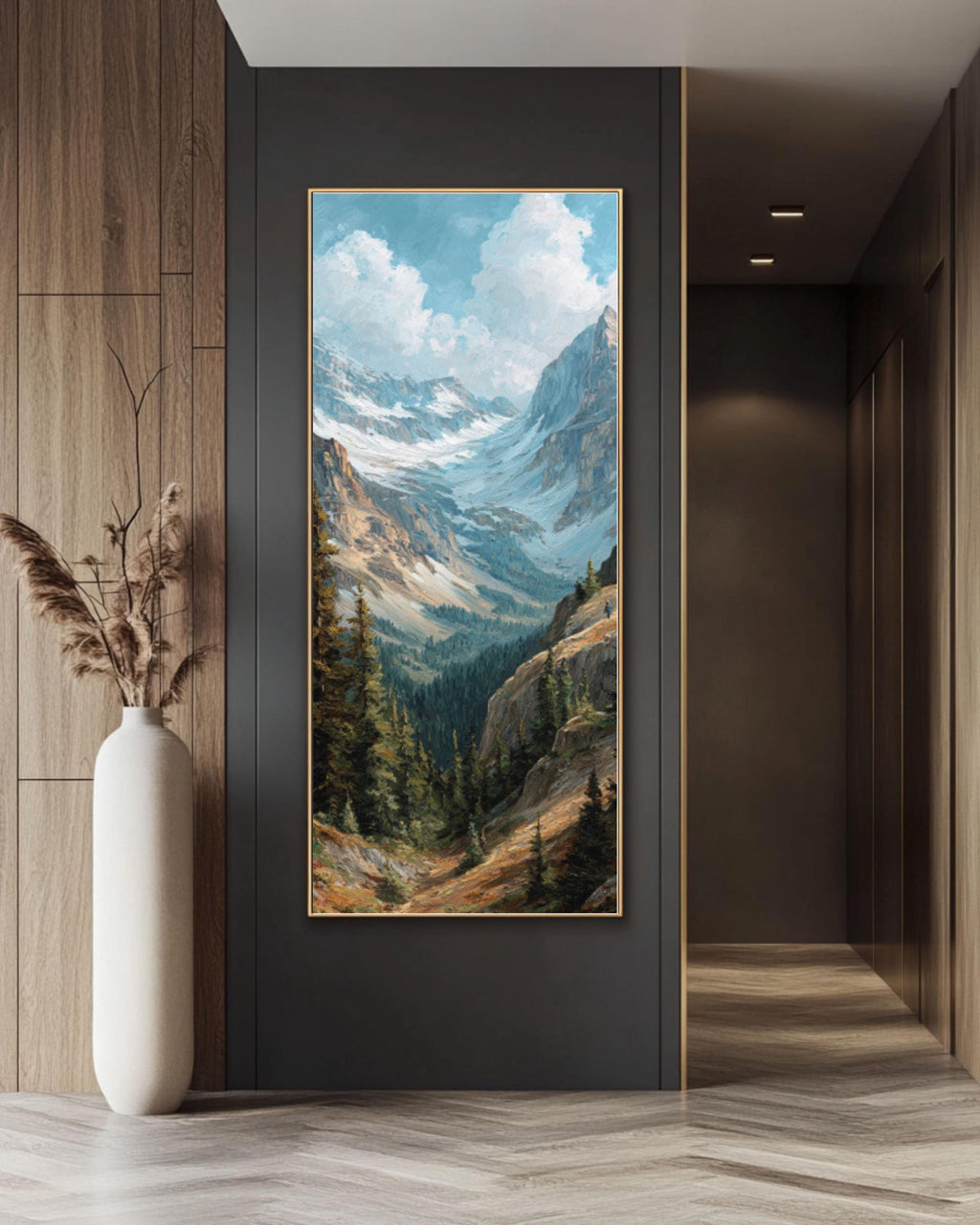 Canadian Rockies Mountain Landscape Wall Art – Nature Oil Painting Canvas Print
