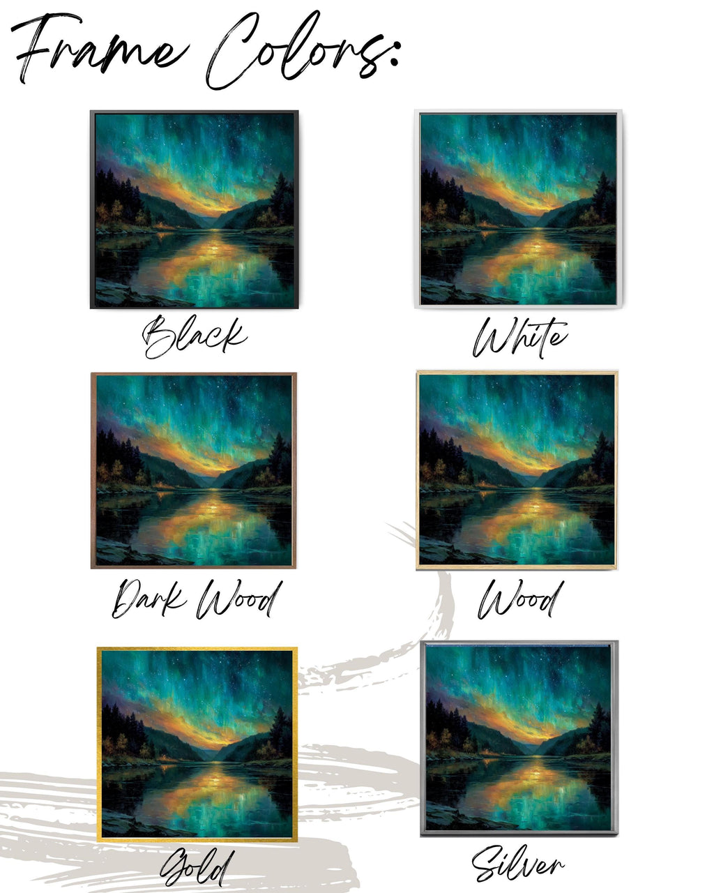 Northern Lights Aurora Borealis Wall Art – Turquoise Orange Sky Landscape Canvas Print
