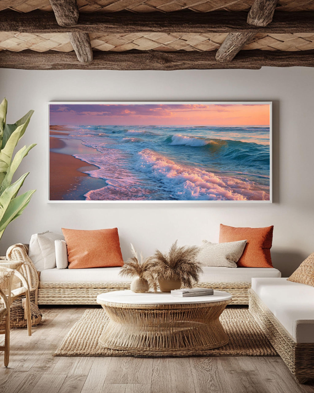 Florida Beach Coastal Wall Art – Pastel Ocean Waves Canvas Print