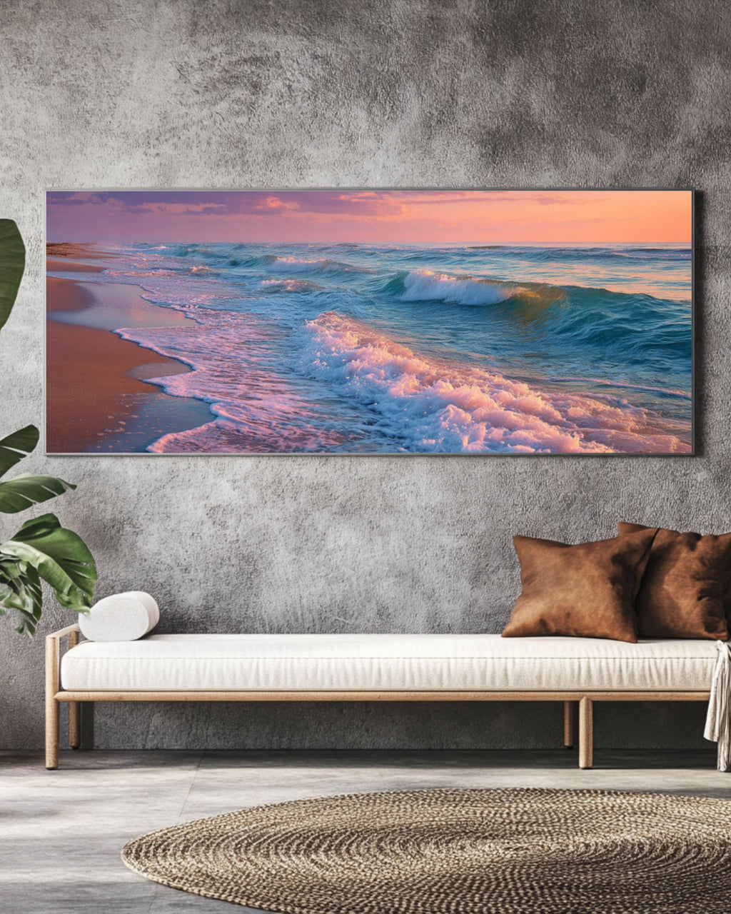 Florida Beach Coastal Wall Art – Pastel Ocean Waves Canvas Print