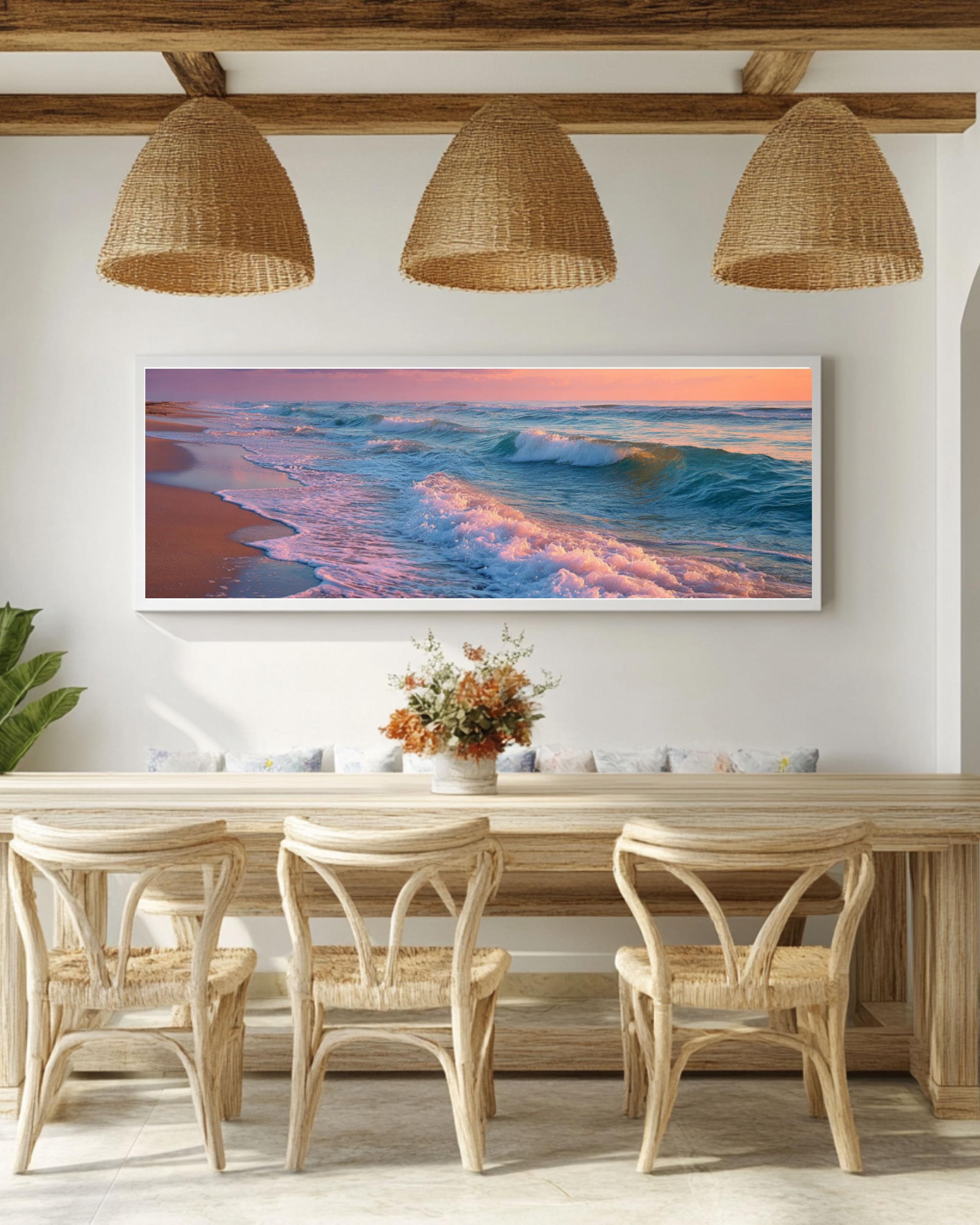 Florida Beach Coastal Wall Art – Pastel Ocean Waves Canvas Print