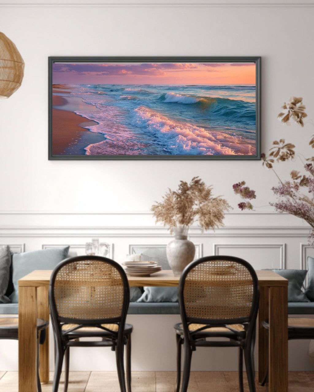 Florida Beach Coastal Wall Art – Pastel Ocean Waves Canvas Print