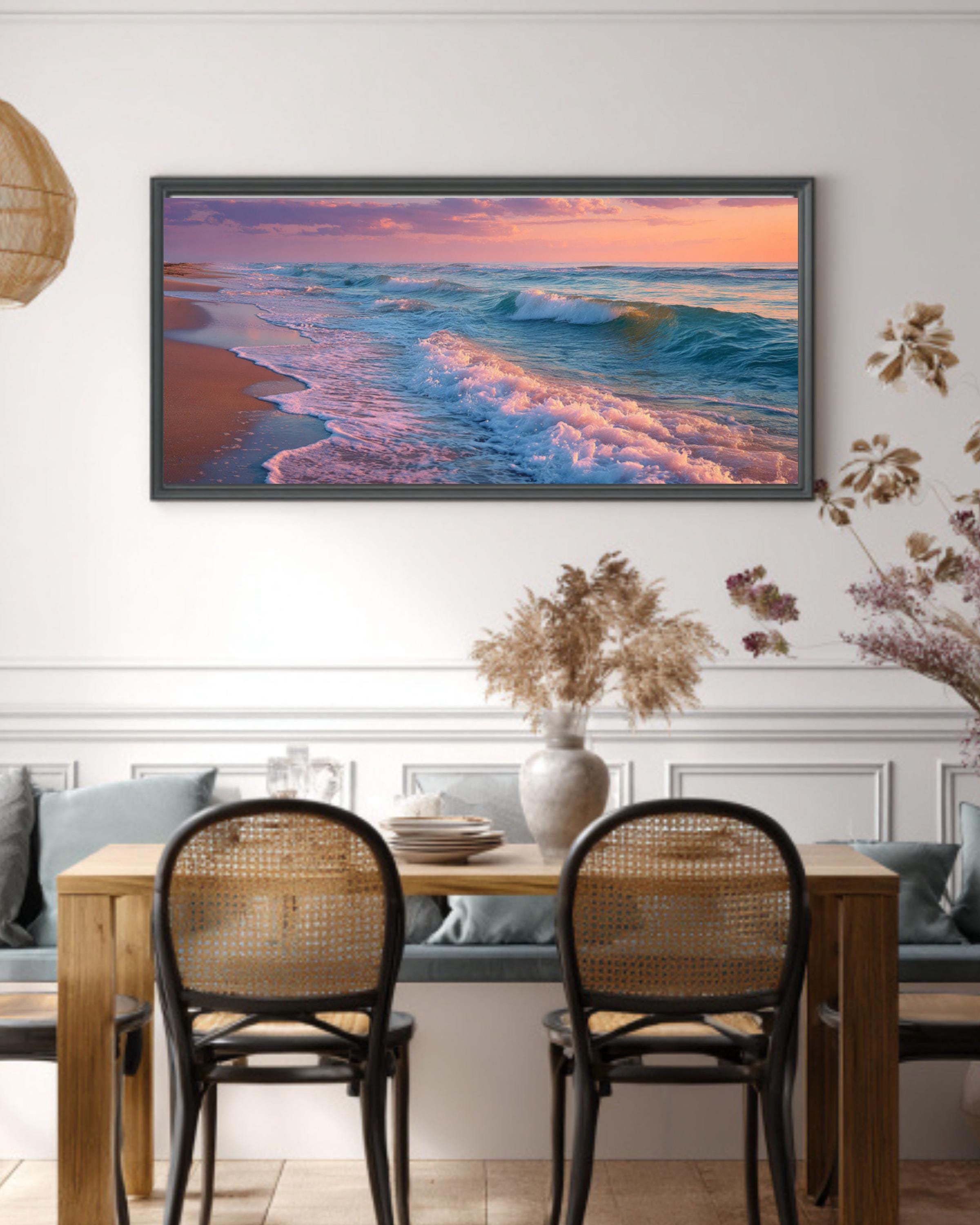 Florida Beach Coastal Wall Art – Pastel Ocean Waves Canvas Print