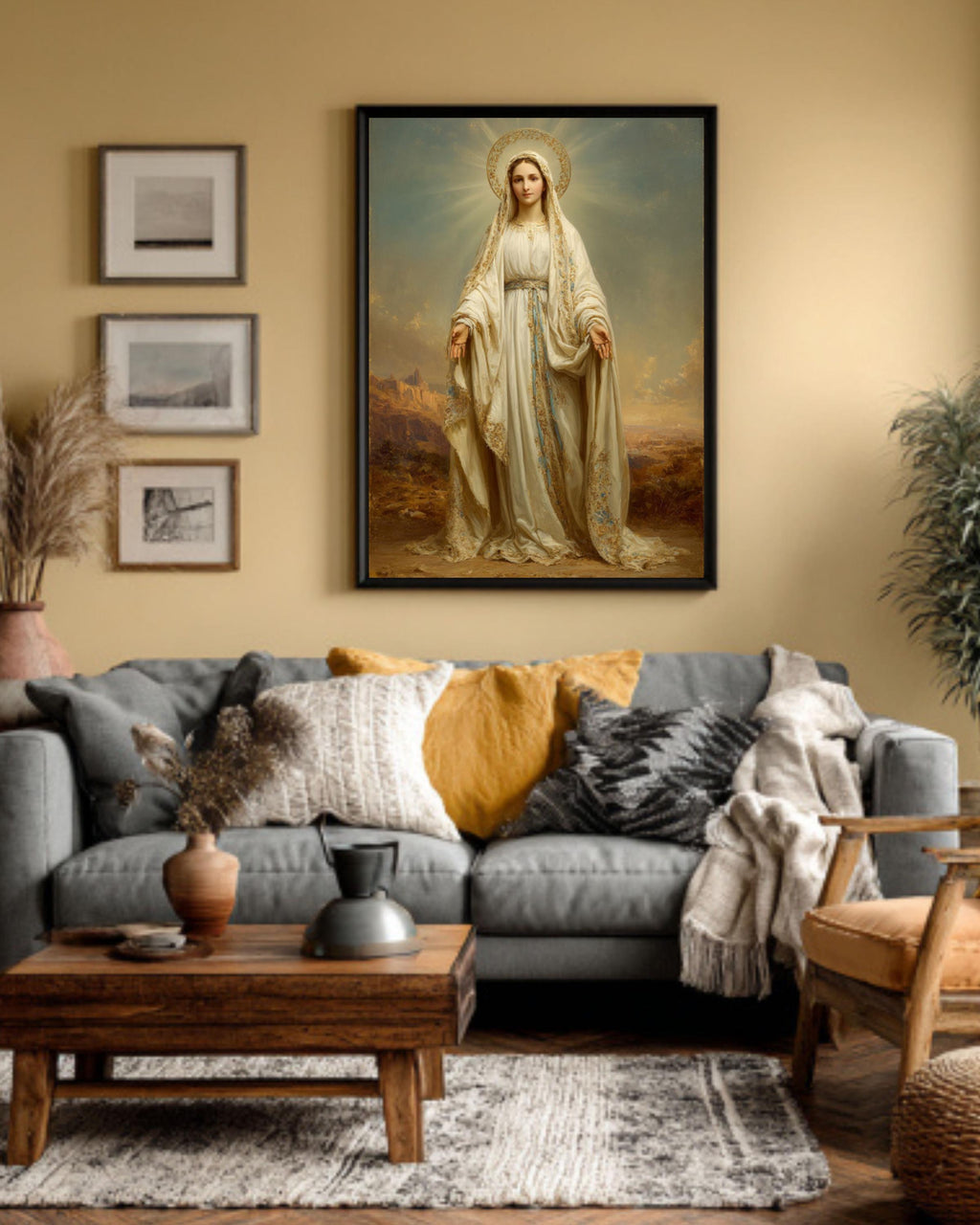 Virgin Mary Portrait Wall Art – Hyper-Realistic Catholic Religious Canvas Print