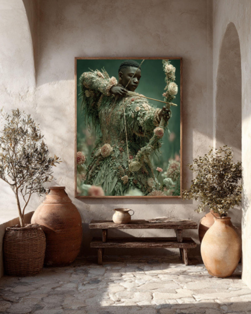 Floral Archer Art Print | Cinematic Fantasy Warrior Poster/Canvas