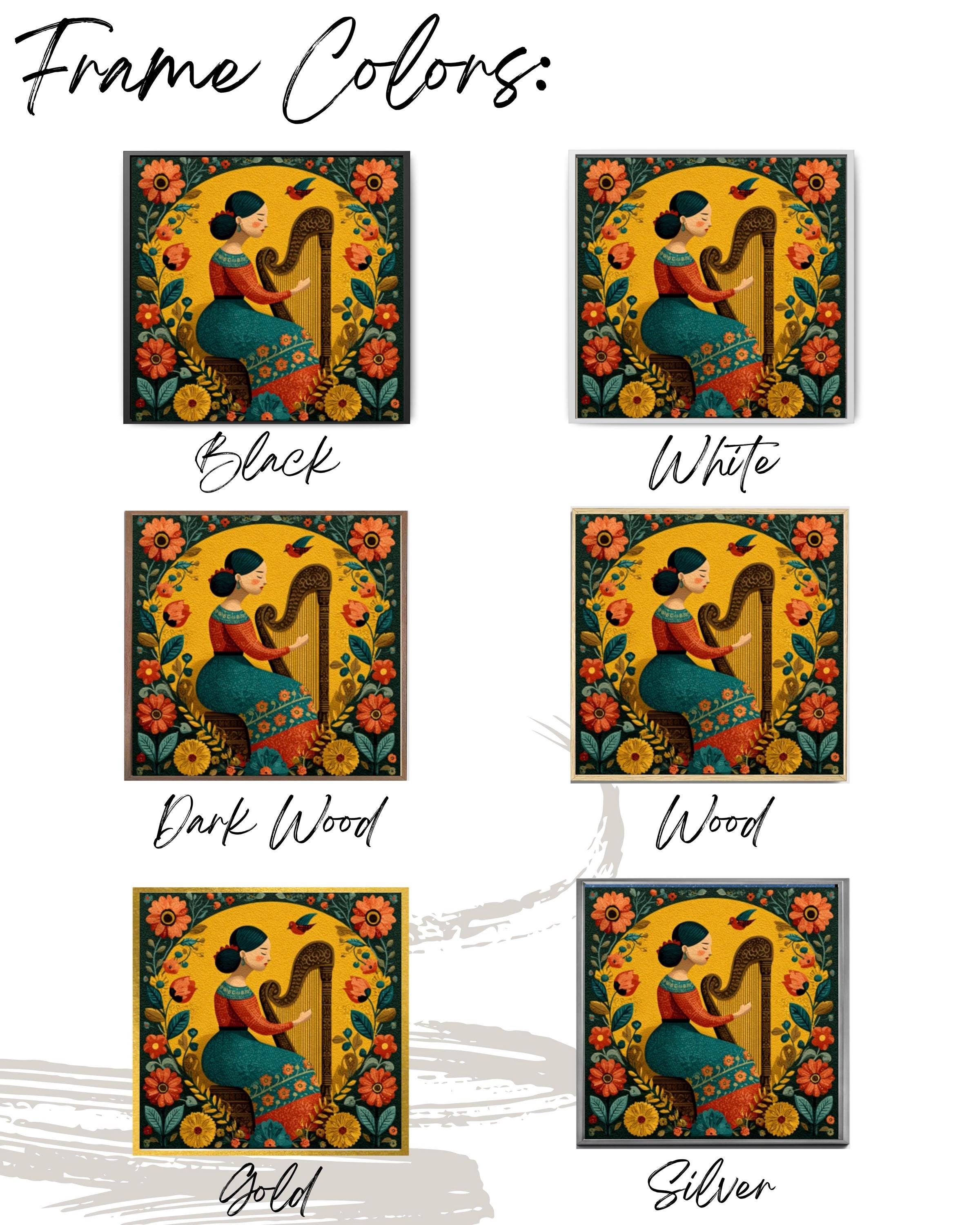 Mexican Folk Art Harpist Print â€“ Colorful Floral Latin Wall Art Canvas Wall Art Print – Premium Home Decor