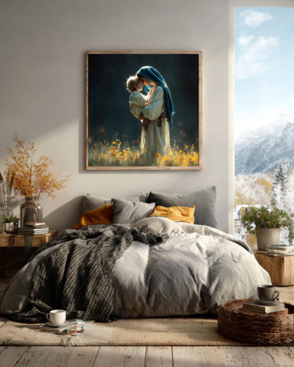 Virgin Mary and Baby Jesus Art | Sacred Christian Wall Decor