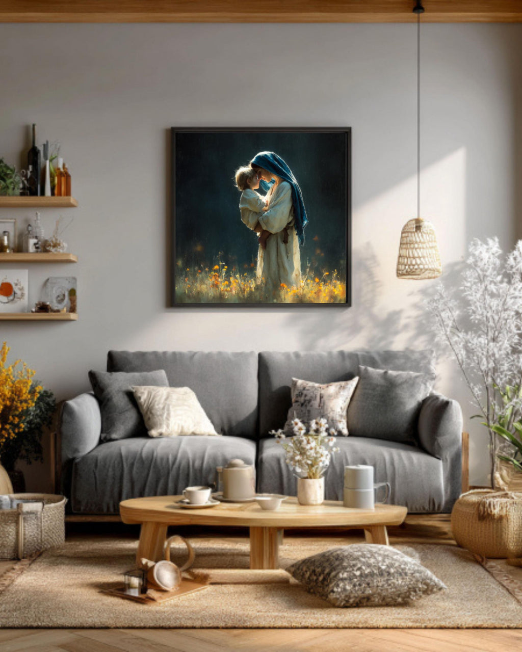 Virgin Mary and Baby Jesus Art | Sacred Christian Wall Decor