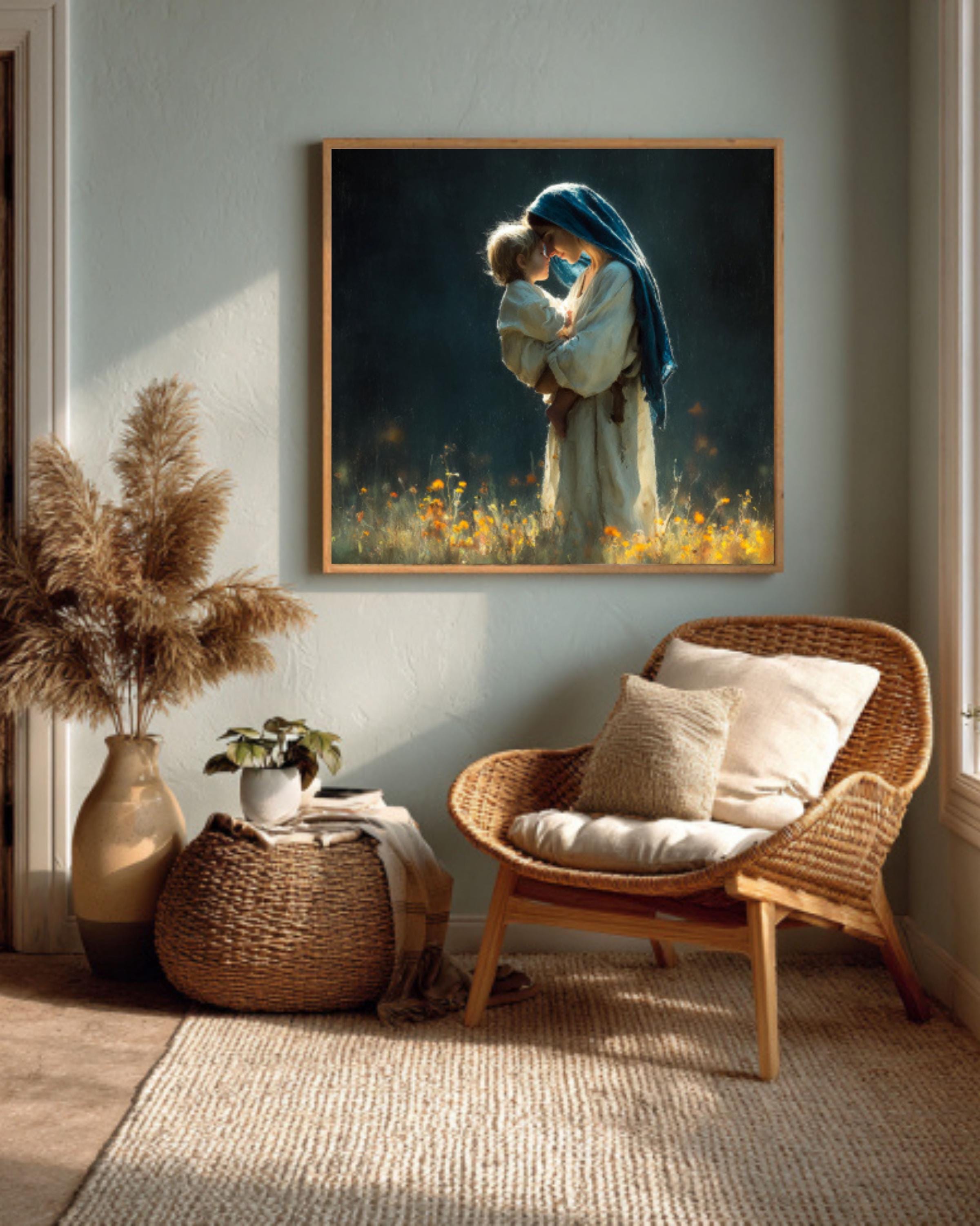 Virgin Mary and Baby Jesus Art | Sacred Christian Wall Decor