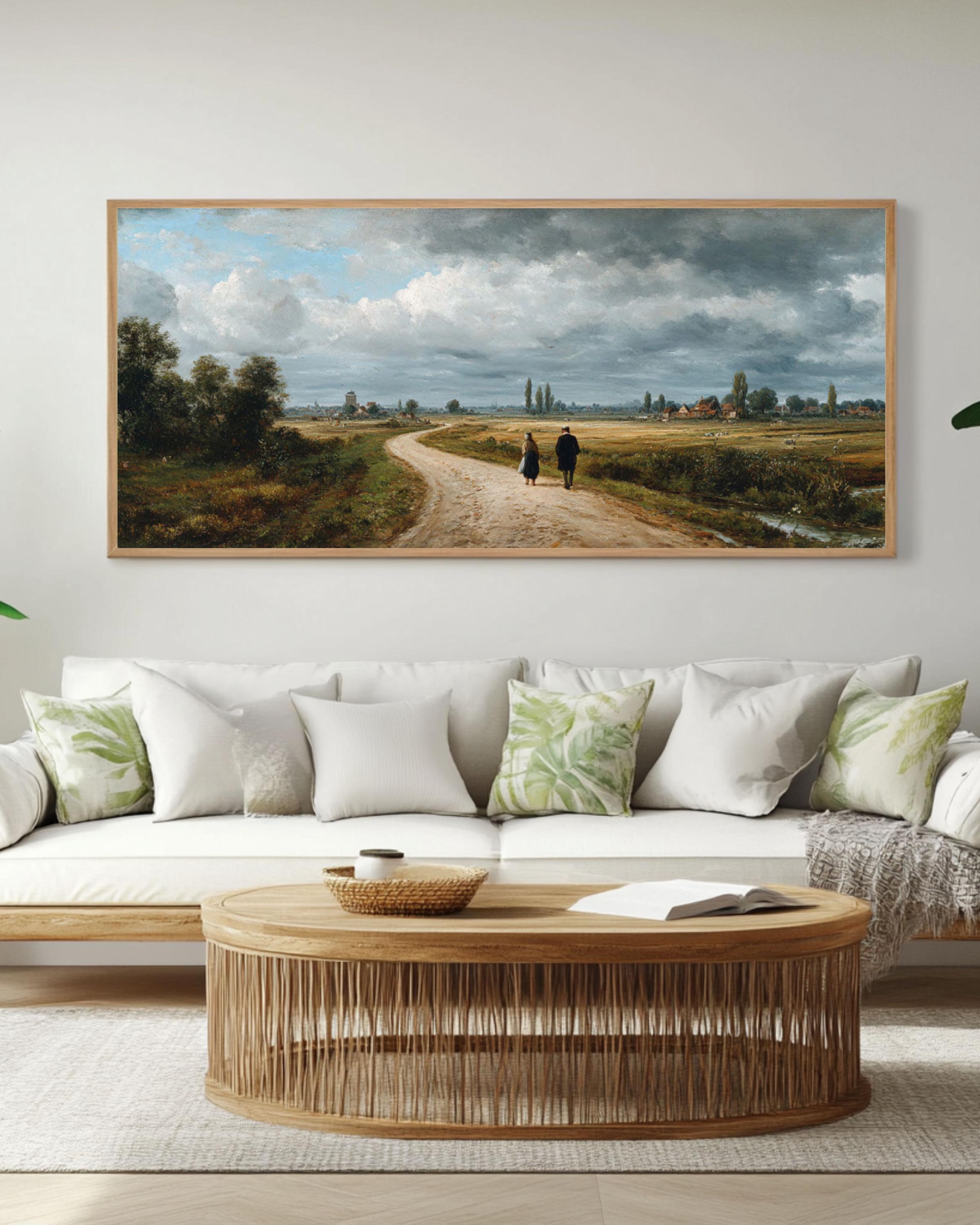 Dutch Golden Age Landscape Painting â€“ Moody Sky, Countryside Scene, Canvas or Framed Canvas Wall Art Print – Premium Home Decor