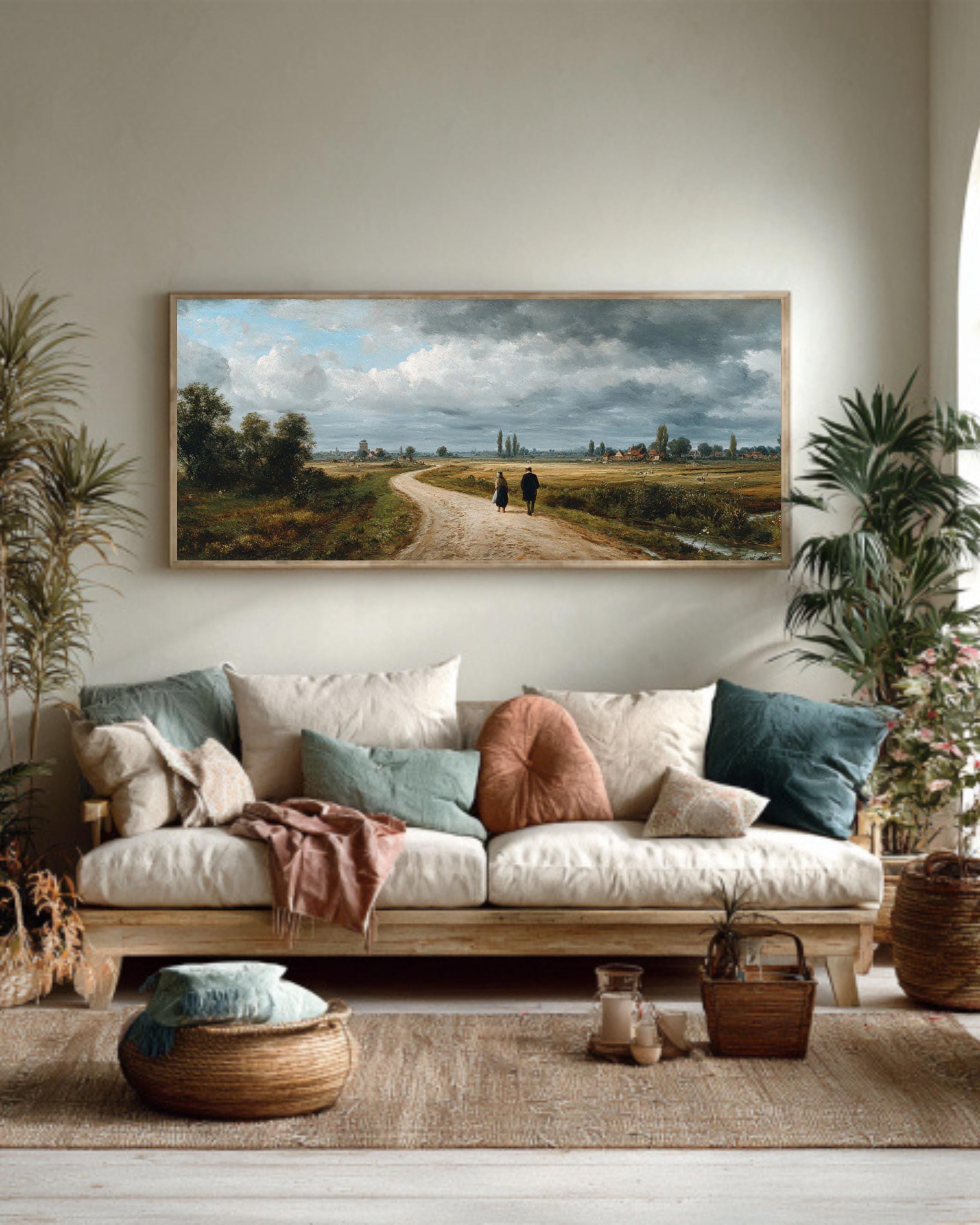 Dutch Golden Age Landscape Painting â€“ Moody Sky, Countryside Scene, Canvas or Framed Canvas Wall Art Print – Premium Home Decor