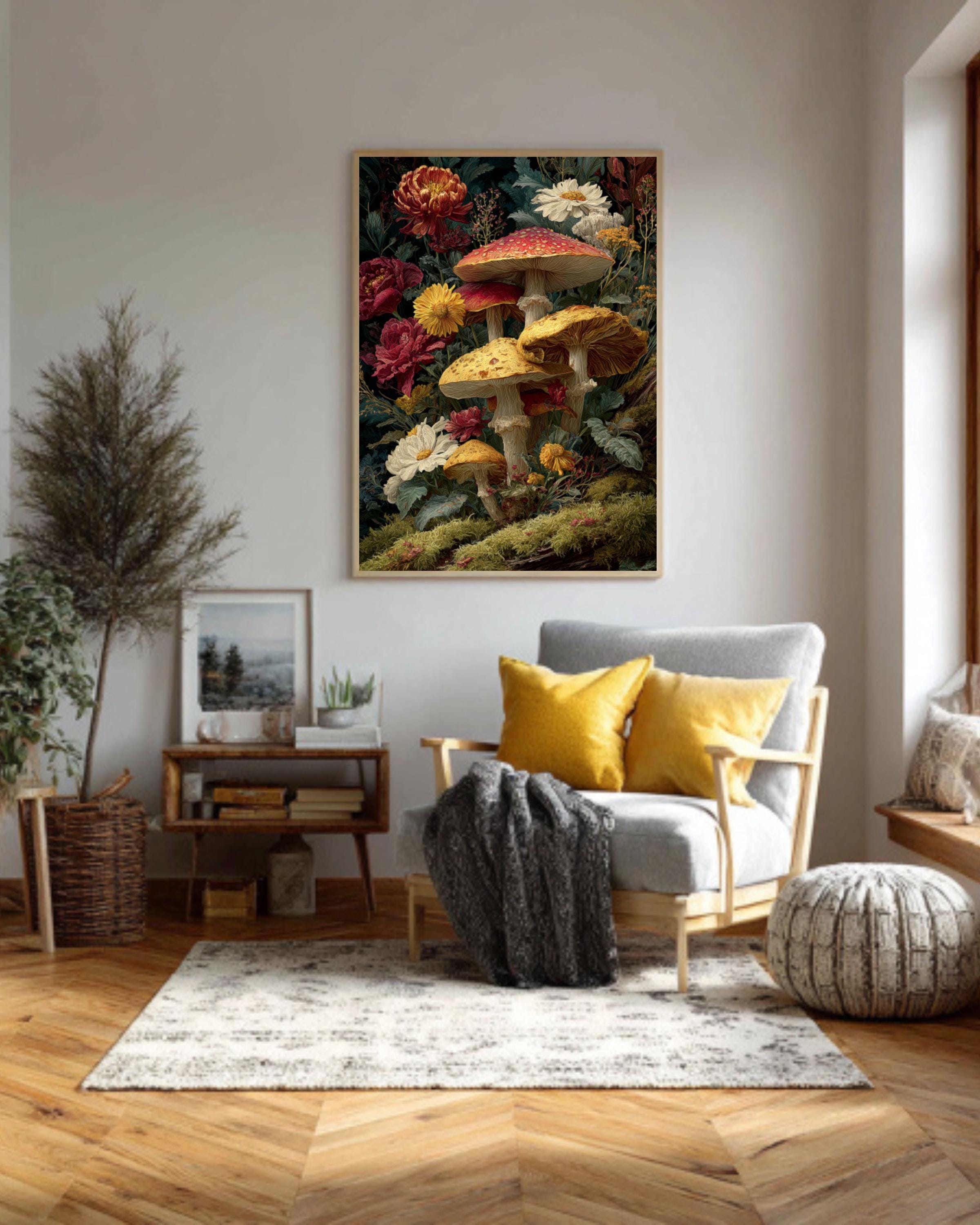 Forestcore Mushroom Art â€“ Baroque Chiaroscuro Canvas Print Canvas Wall Art Print – Premium Home Decor