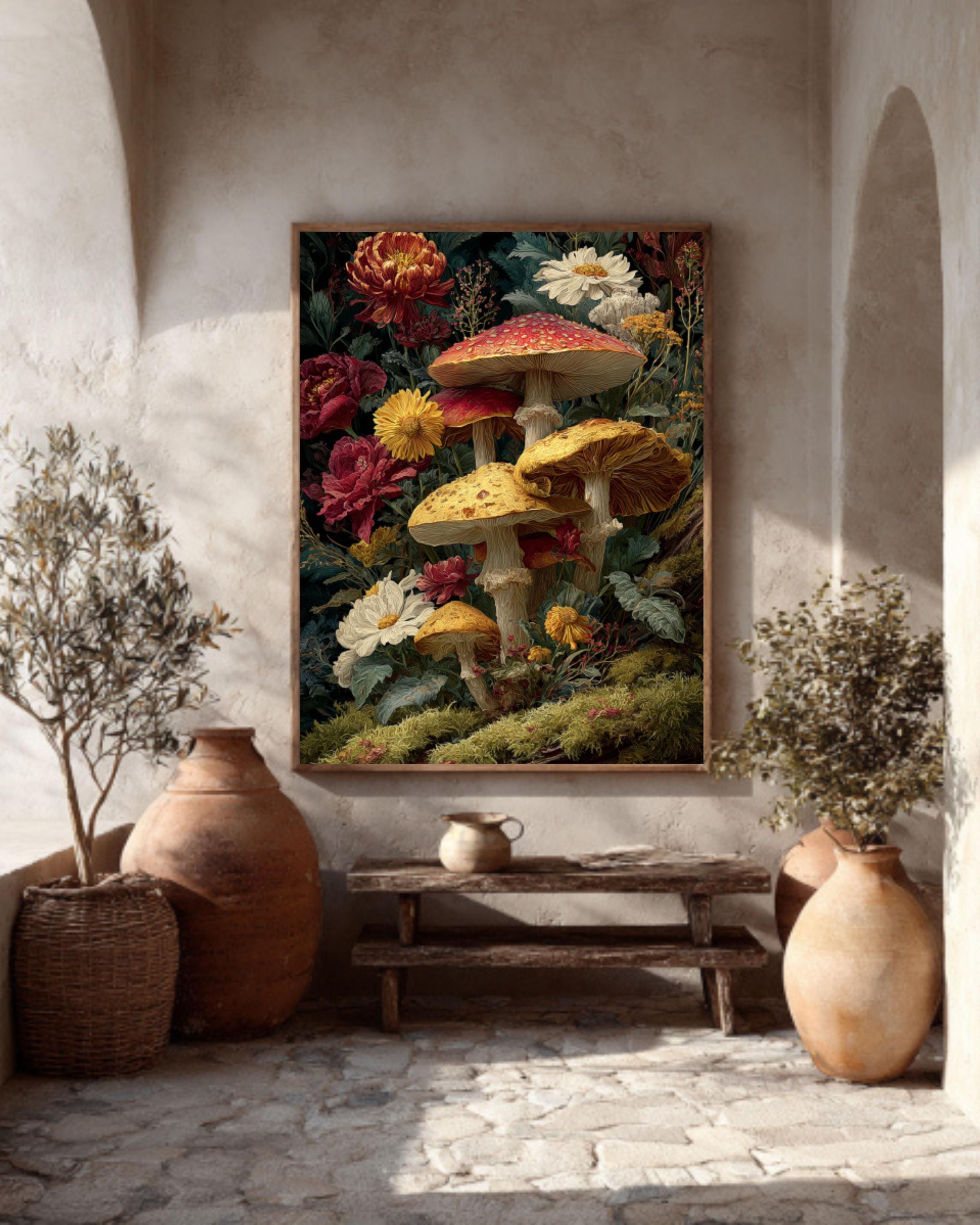 Forestcore Mushroom Art â€“ Baroque Chiaroscuro Canvas Print Canvas Wall Art Print – Premium Home Decor