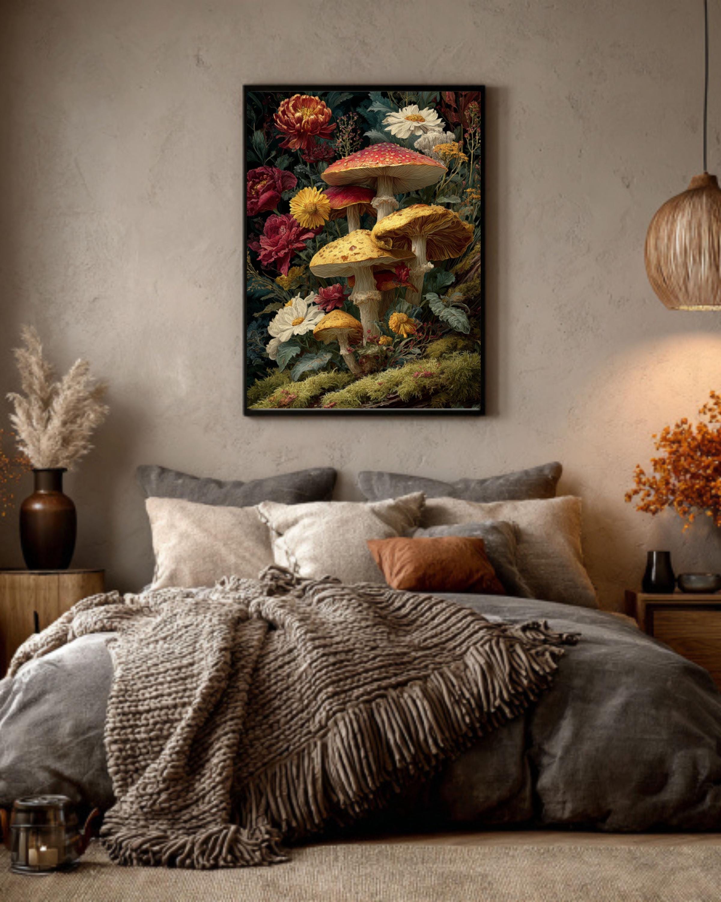 Forestcore Mushroom Art â€“ Baroque Chiaroscuro Canvas Print Canvas Wall Art Print – Premium Home Decor