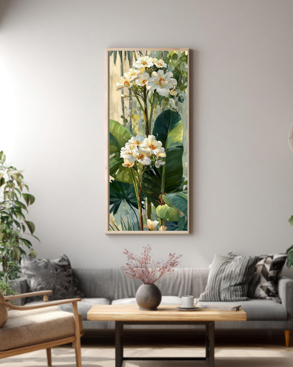 Vintage Banana Tree Oil Painting – Botanical Tropical Canvas Art