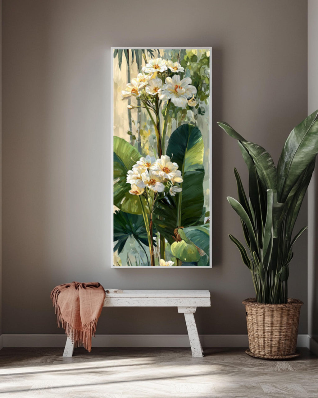 Vintage Banana Tree Oil Painting – Botanical Tropical Canvas Art