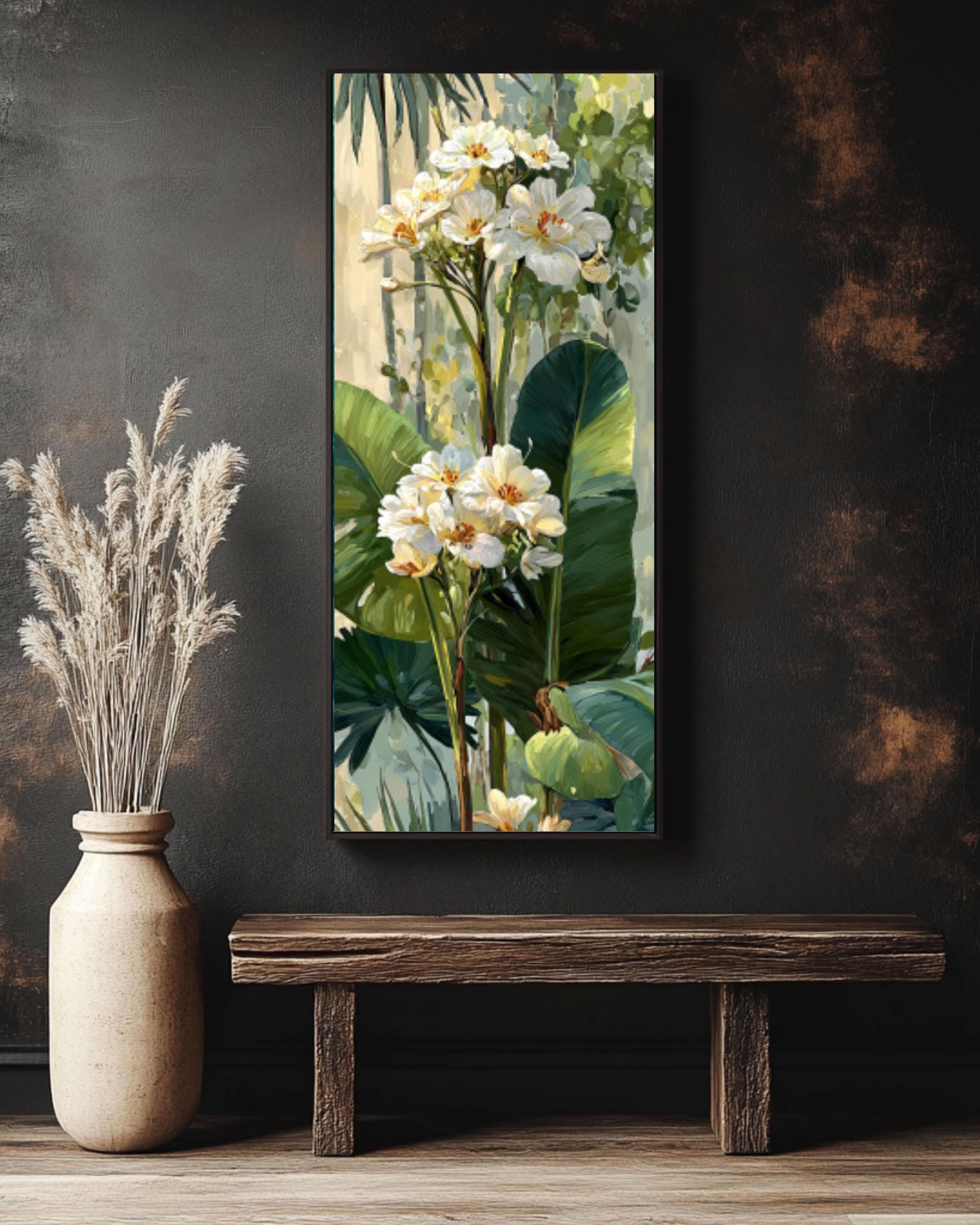 Vintage Banana Tree Oil Painting – Botanical Tropical Canvas Art