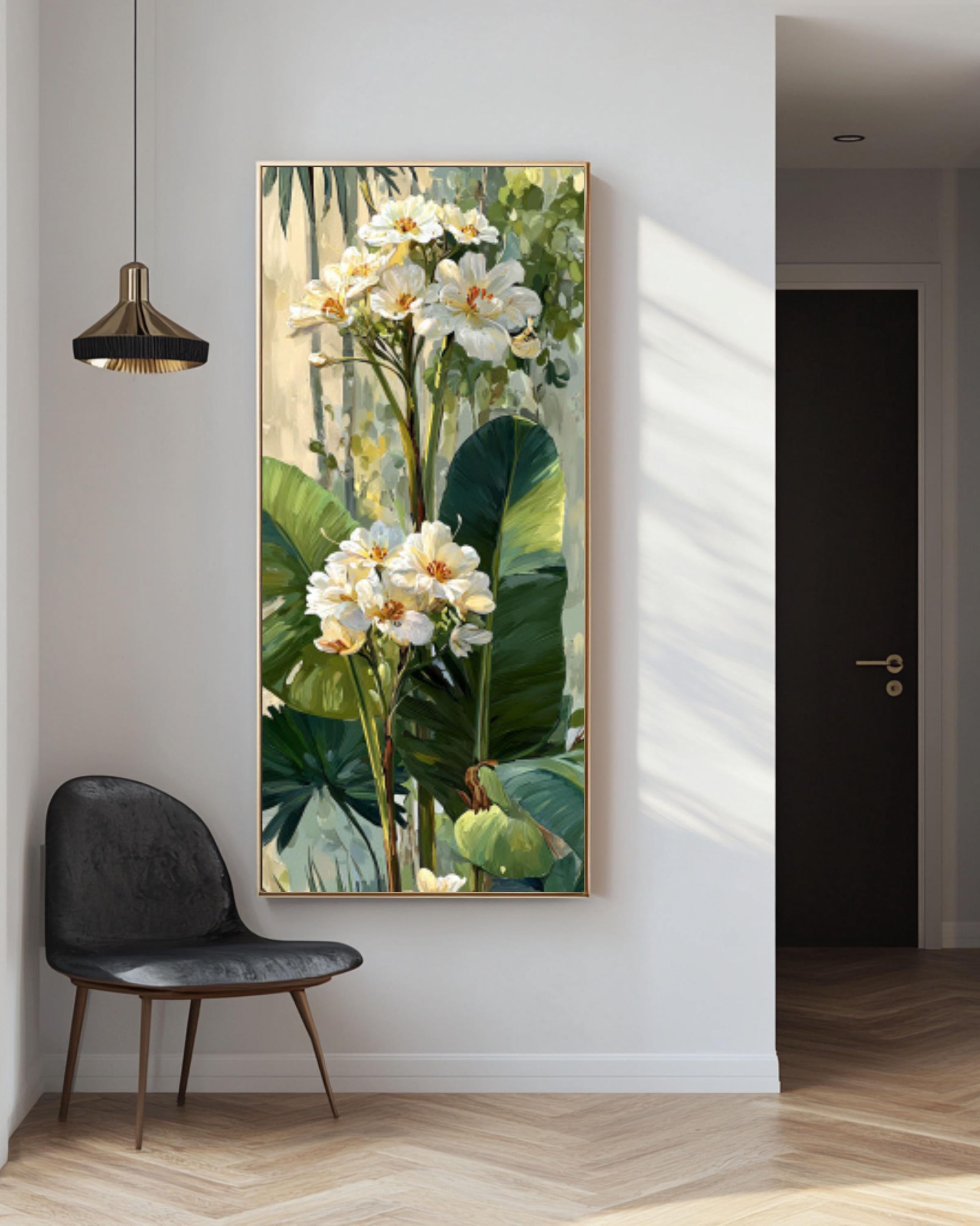 Vintage Banana Tree Oil Painting – Botanical Tropical Canvas Art