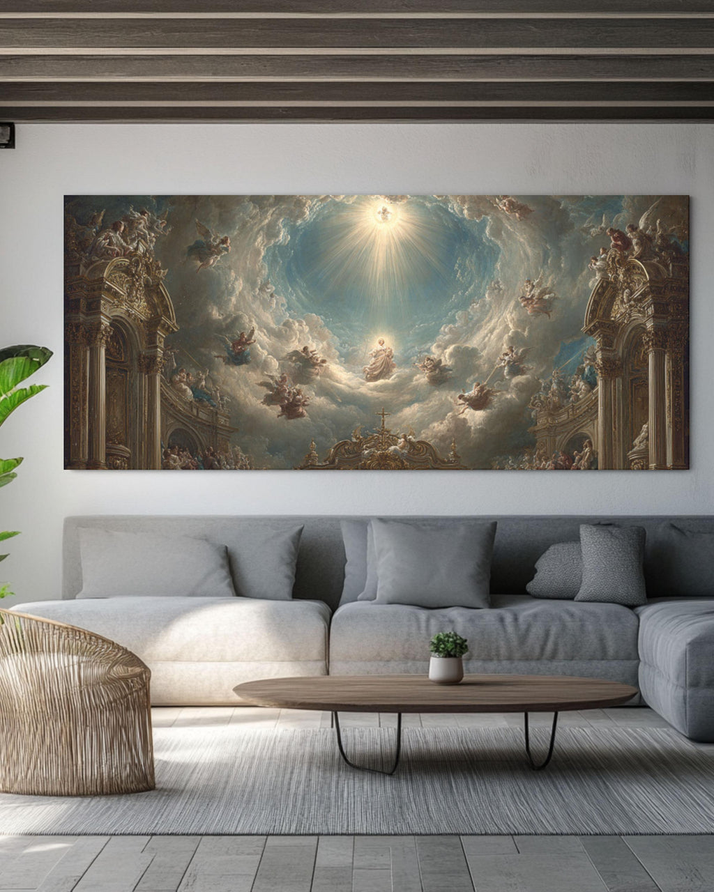 Immaculate Conception Baroque Painting – Mary, Baby Jesus, Angels Canvas/Print