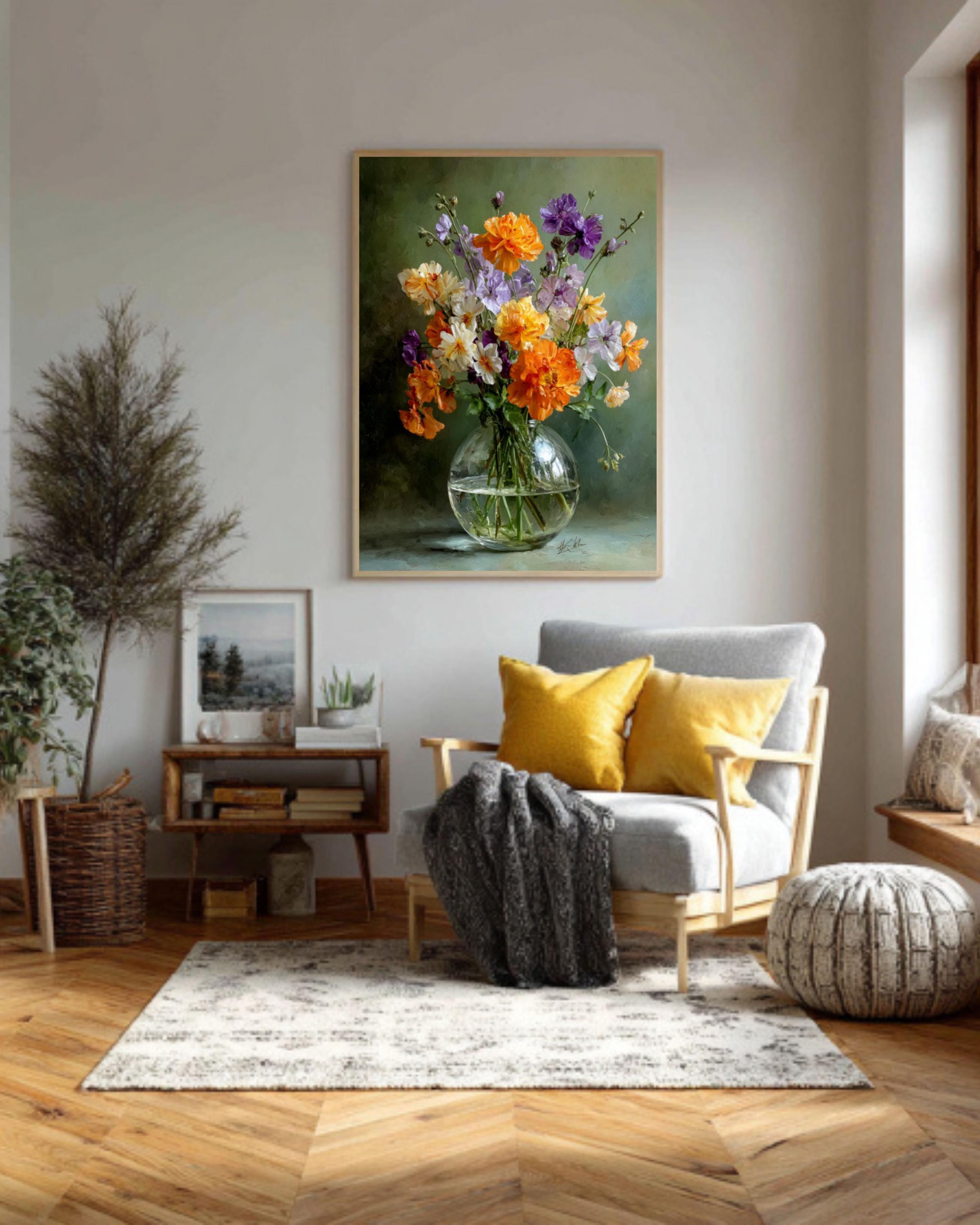 Watercolor Wildflower Bouquet Print – Floral Vase Art
