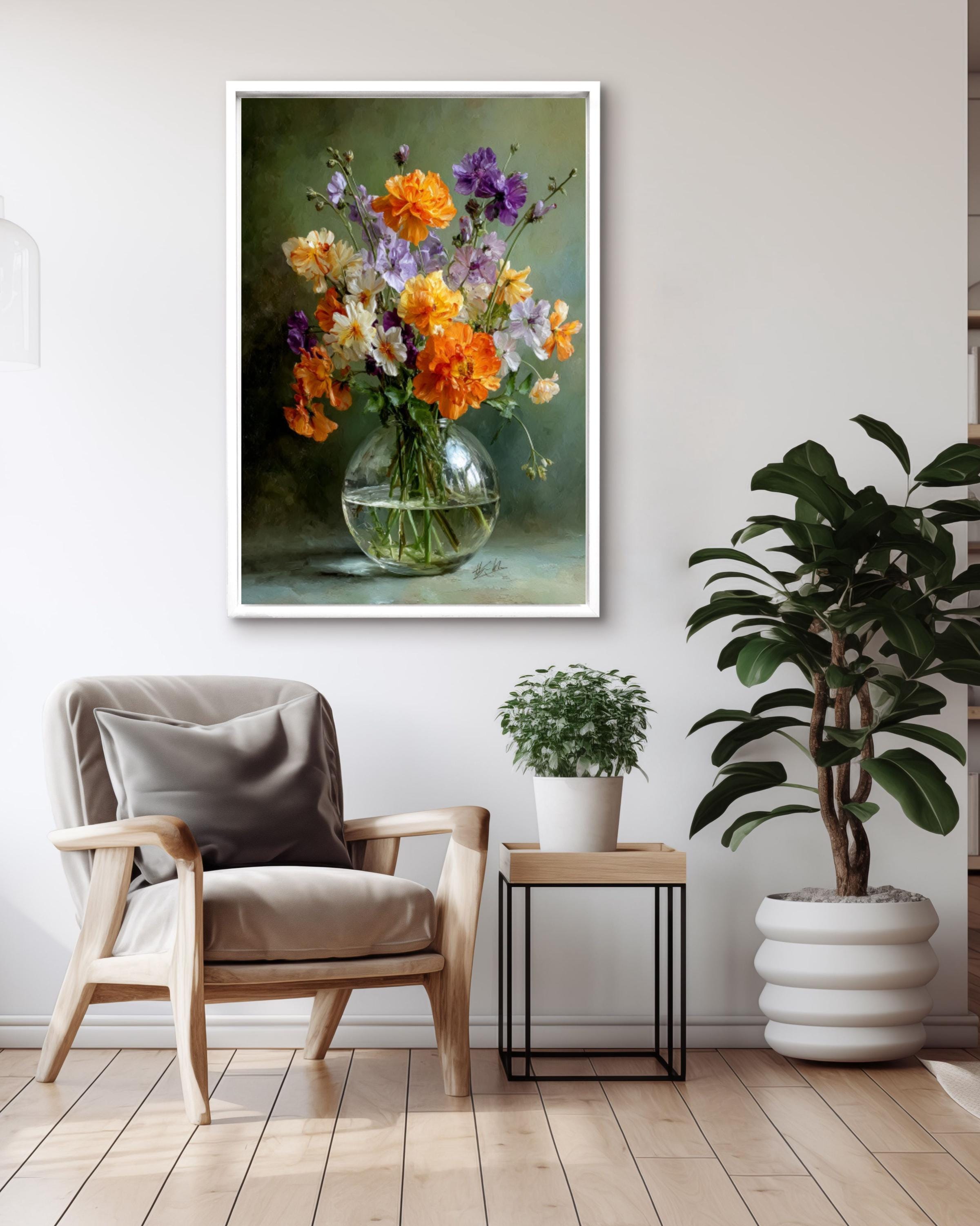 Watercolor Wildflower Bouquet Print – Floral Vase Art