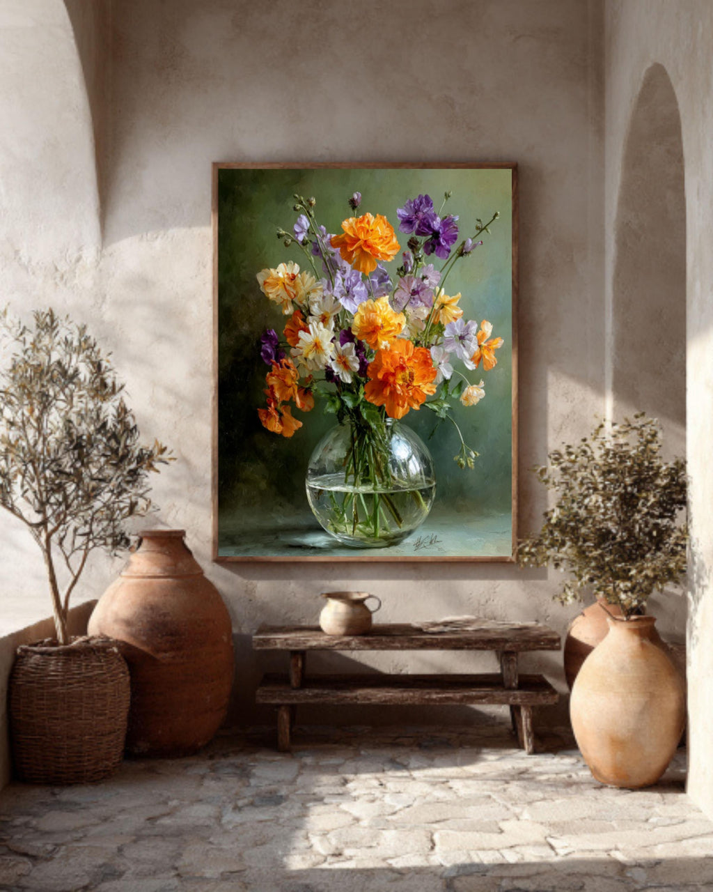 Watercolor Wildflower Bouquet Print – Floral Vase Art