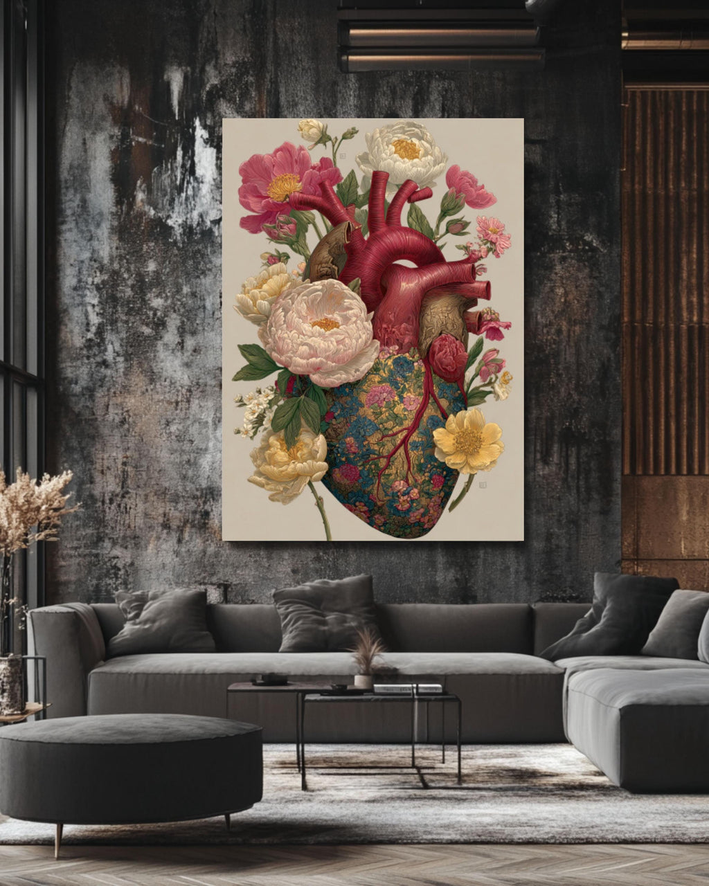 Botanical Heart Anatomy Print | William Morris Vintage Floral Wall Art