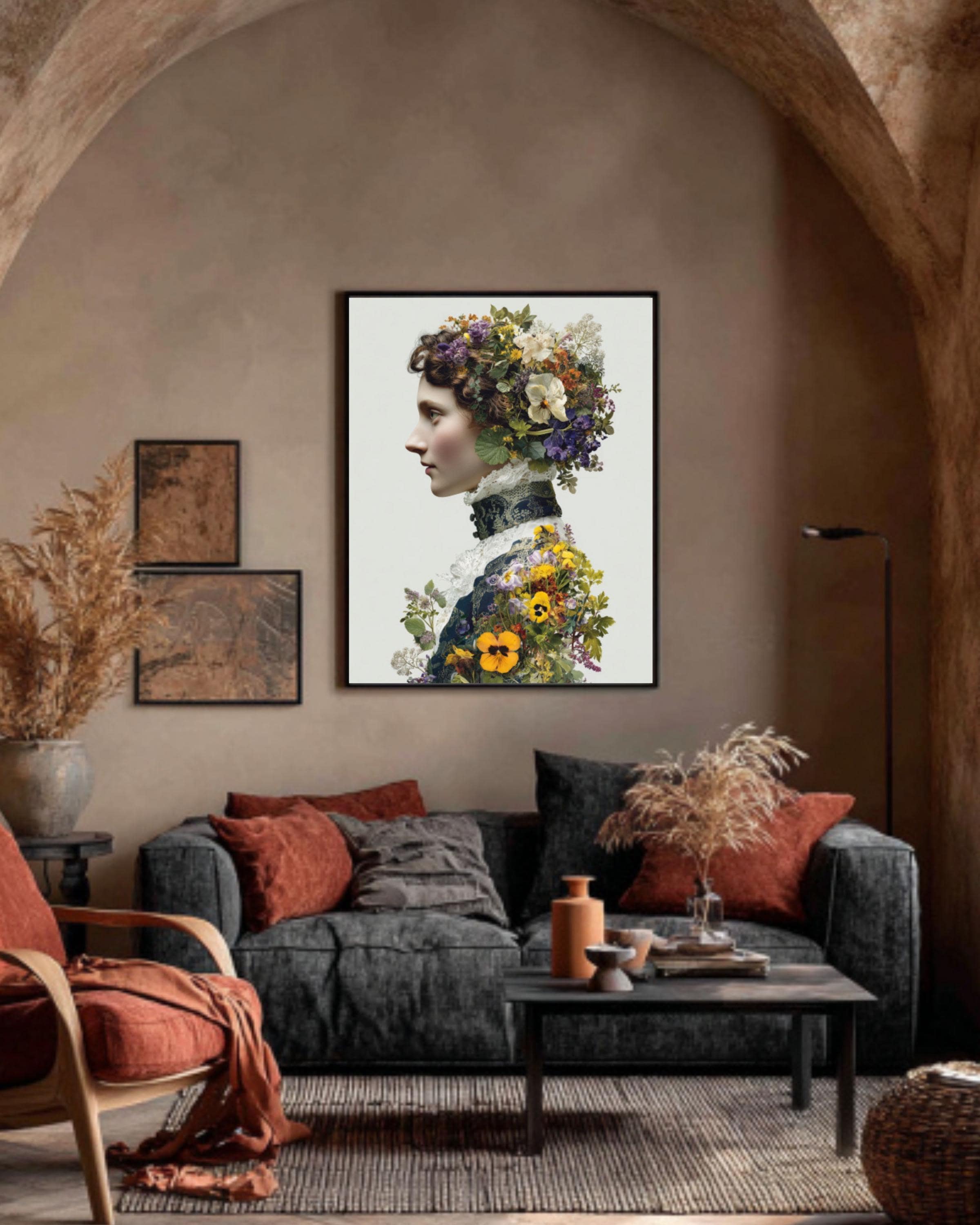 Victorian Floral Hair Woman Art | Christian Lacroix Style Collage