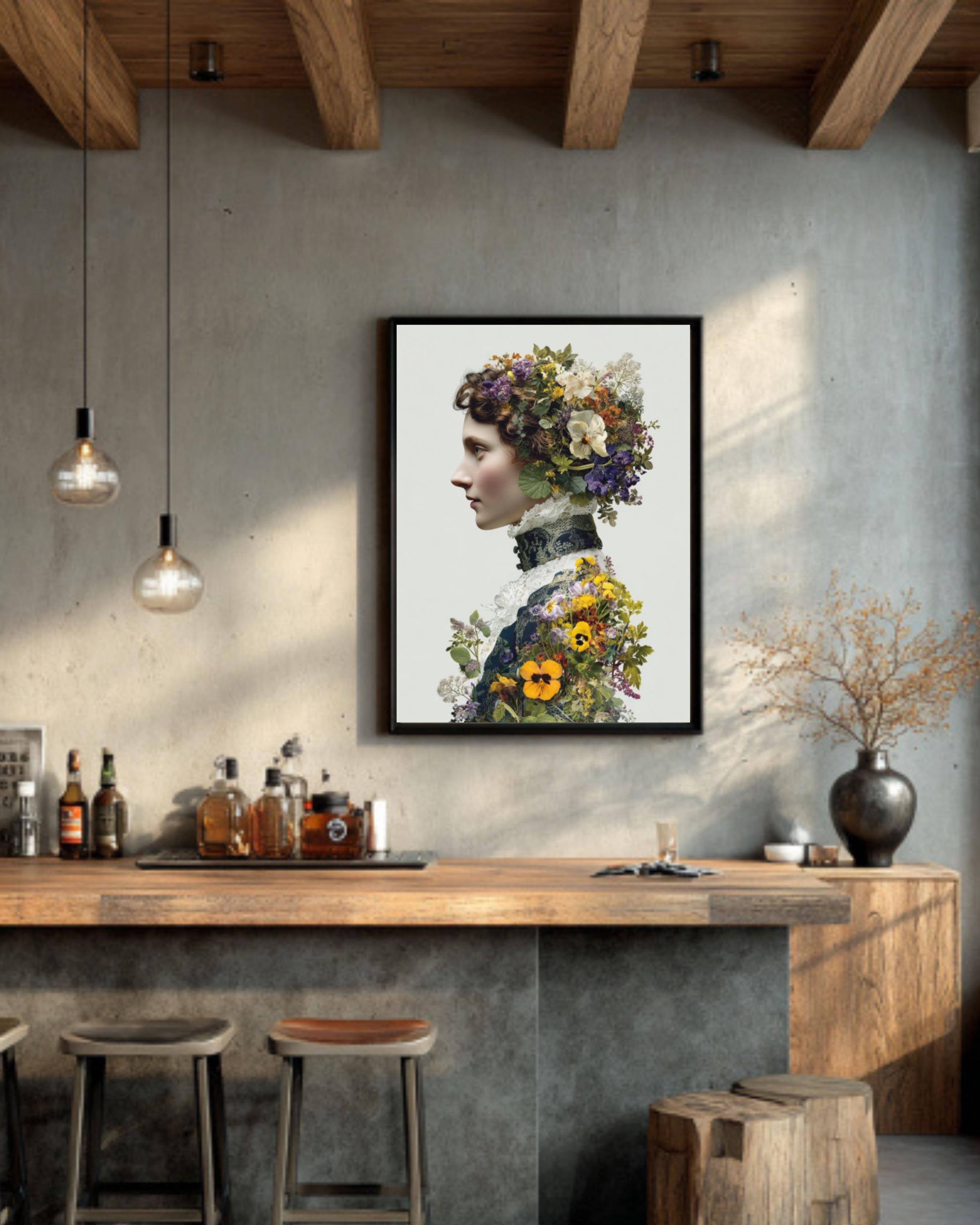 Victorian Floral Hair Woman Art | Christian Lacroix Style Collage