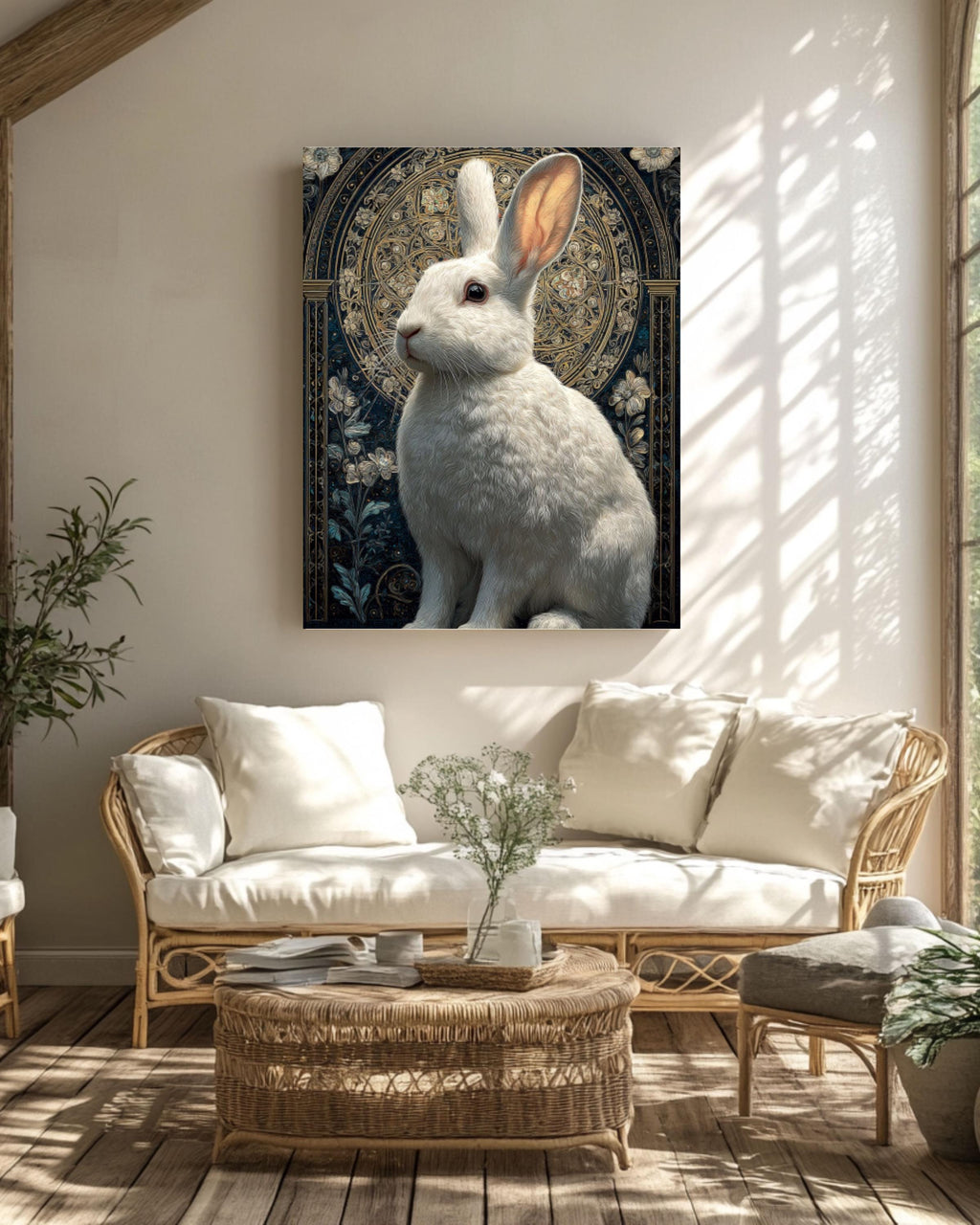 White Rabbit Portrait | Pastel Floral Arch