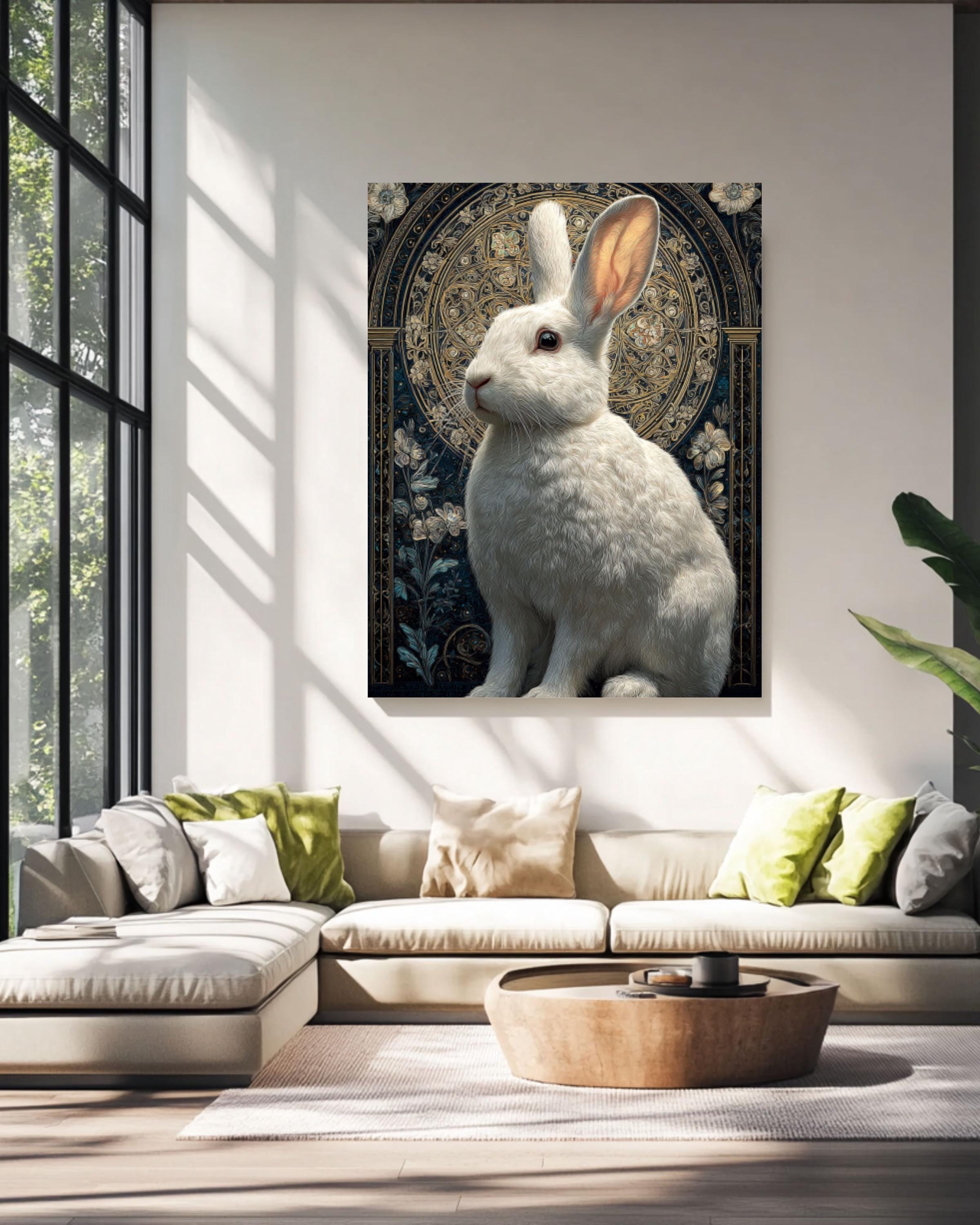 White Rabbit Portrait | Pastel Floral Arch