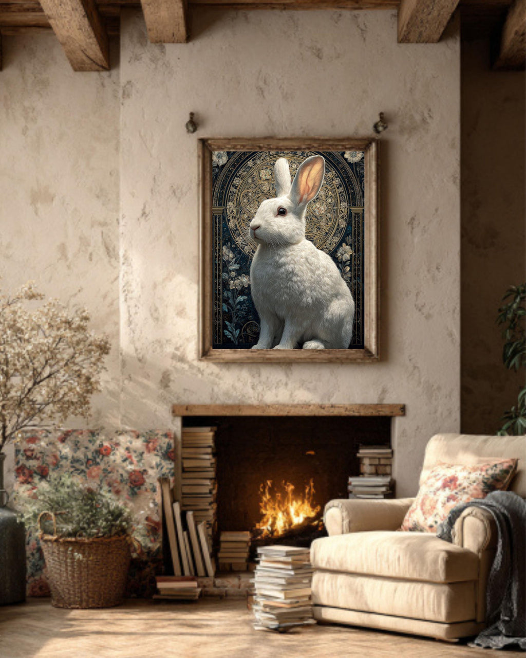 White Rabbit Portrait | Pastel Floral Arch