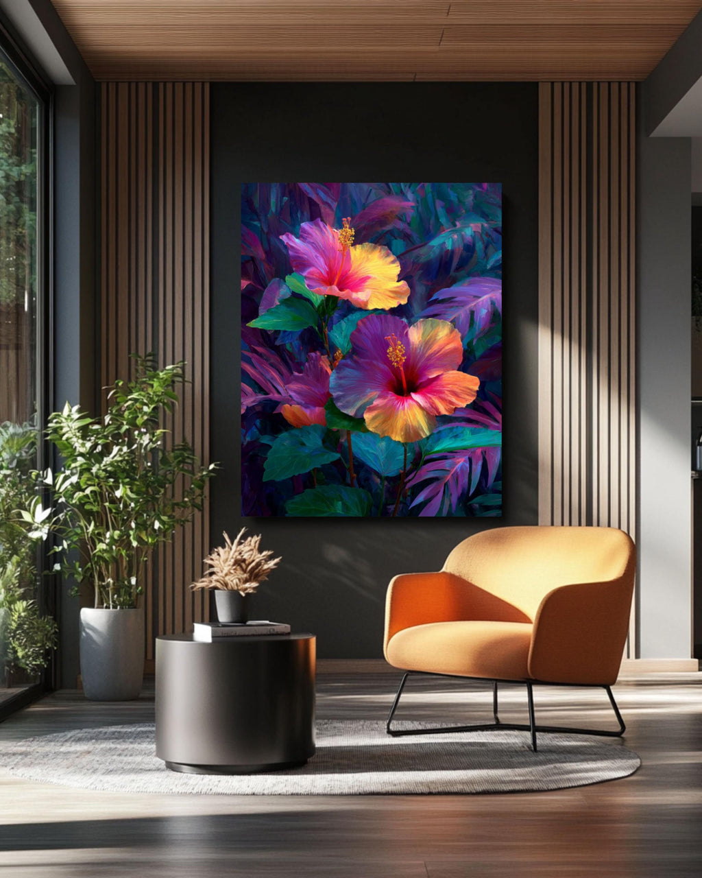 Fantasy Hibiscus Tropical Floral Wall Art – Vibrant Botanical Canvas Print