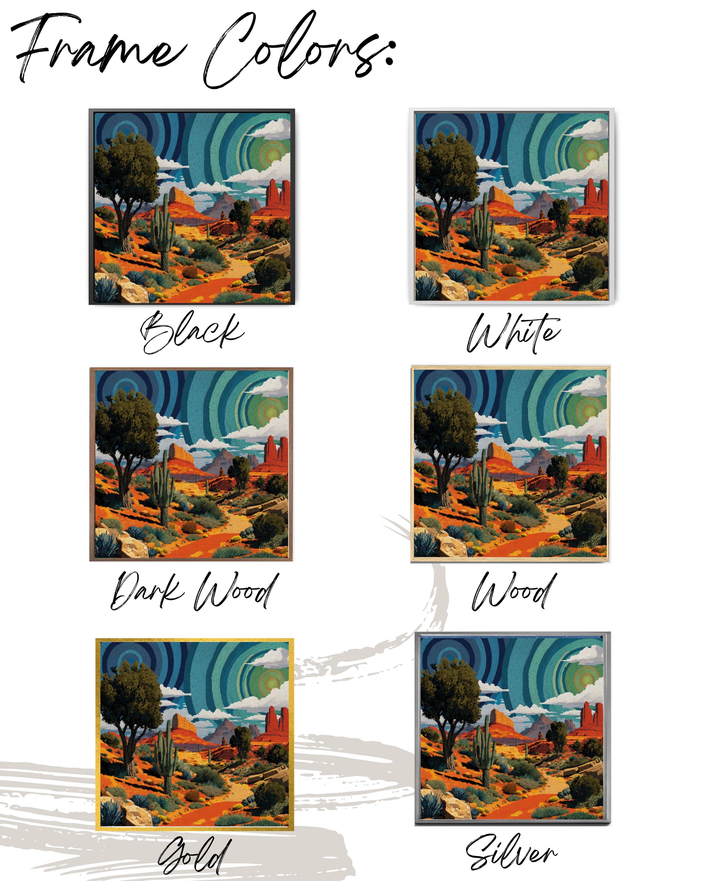 Psychedelic Desert Wall Art – Spiral Cactus Watercolor Landscape