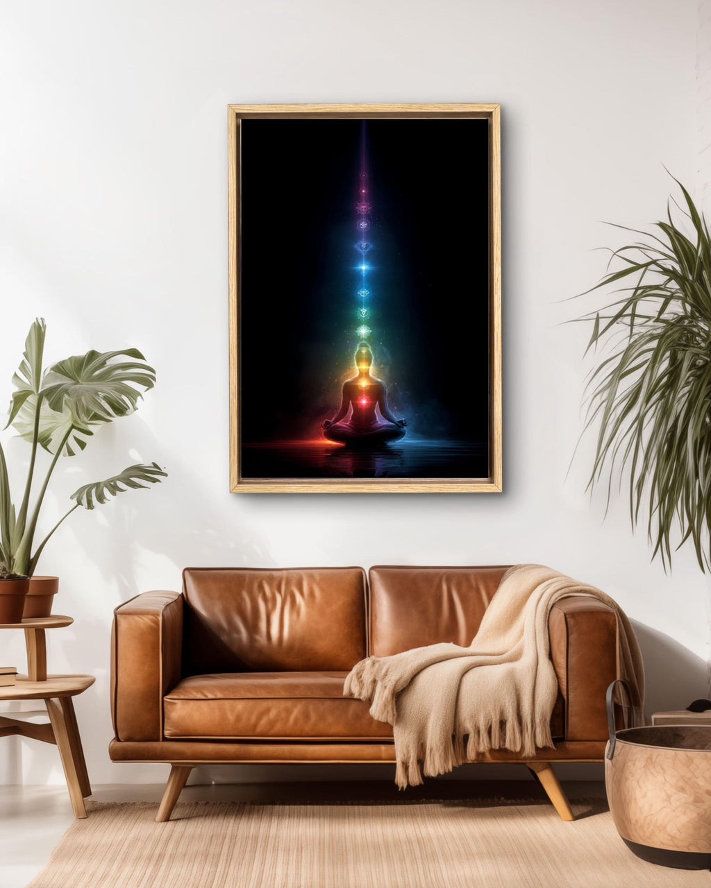 Chakra Meditation Art – Lotus Pose Energy Poster, Canvas, or Framed Print