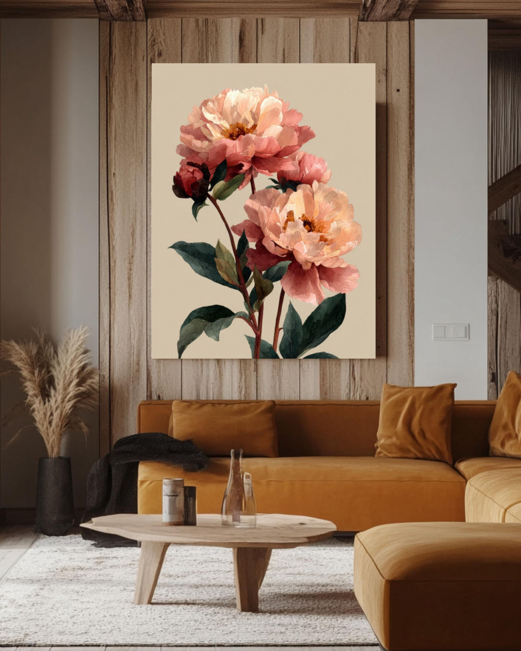 Blush Peony Watercolor Painting: Floral Wall Art Poster, Canvas or Framed Canvas Wall Art Print – Premium Home Decor