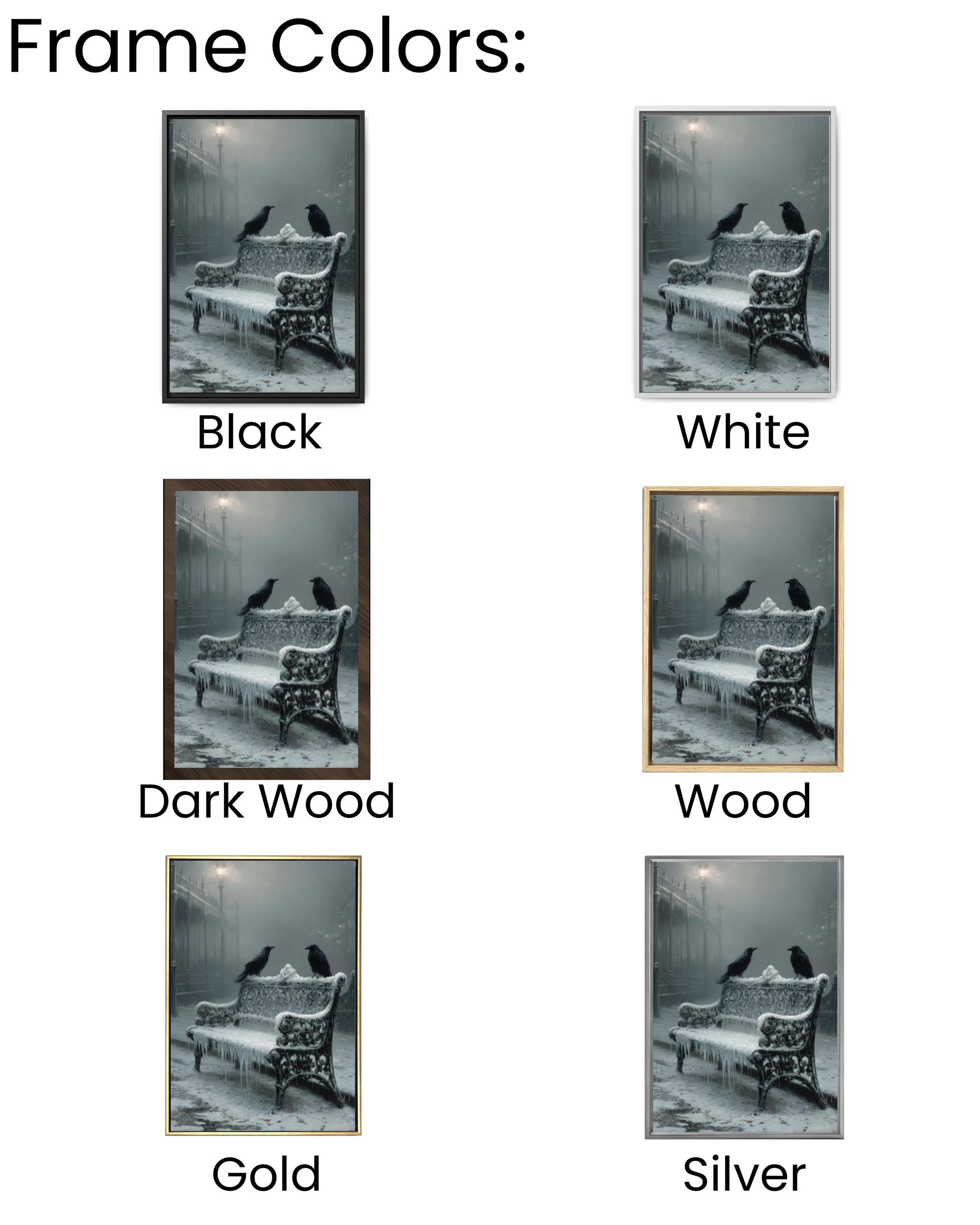 Victorian Crow Bench Wall Art Print – Gothic Winter Landscape Home Decor