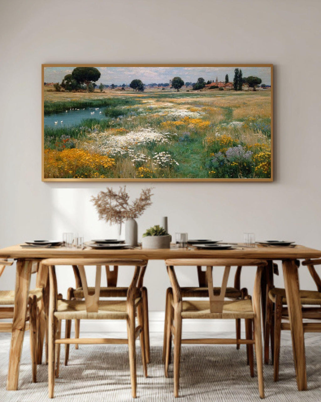 Childe Hassam Style Meadow Wall Art – Impressionist Wildflower Landscape Print